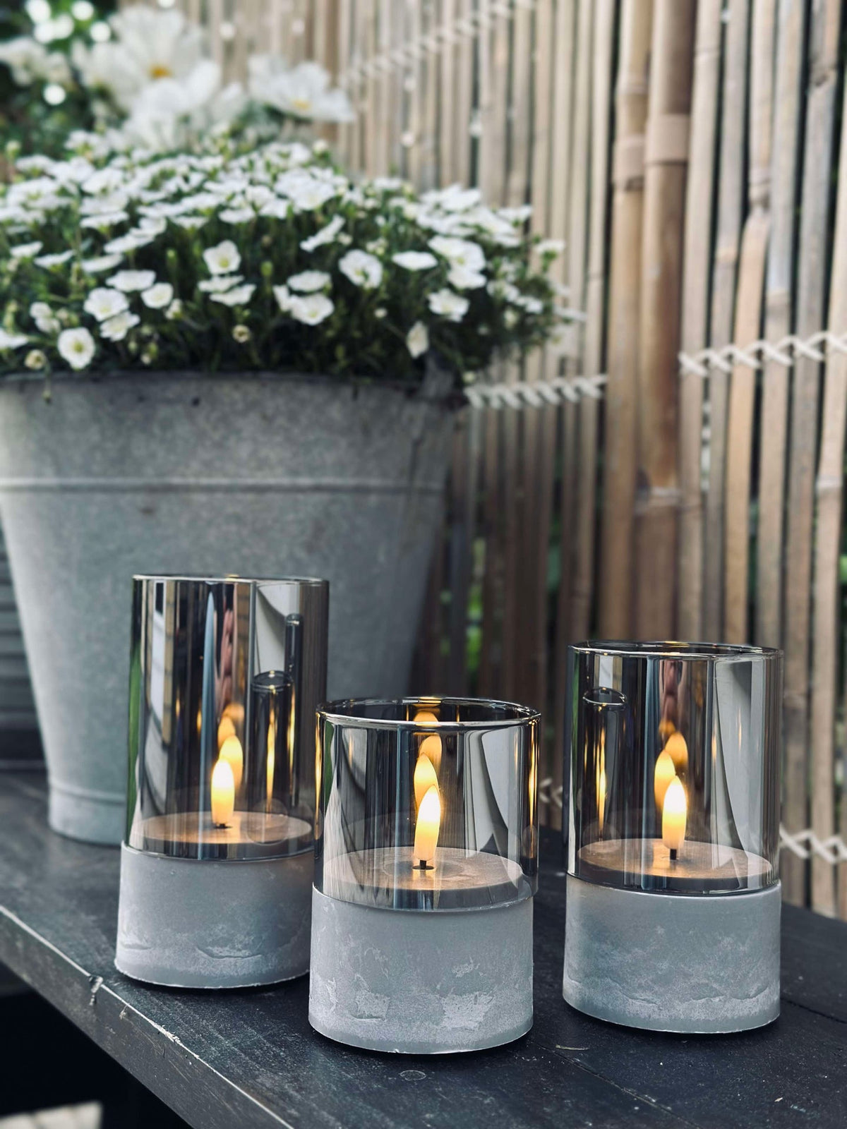 LED GREY Cylinder Set van 3 - Goedgekeurd voor binnen en buiten