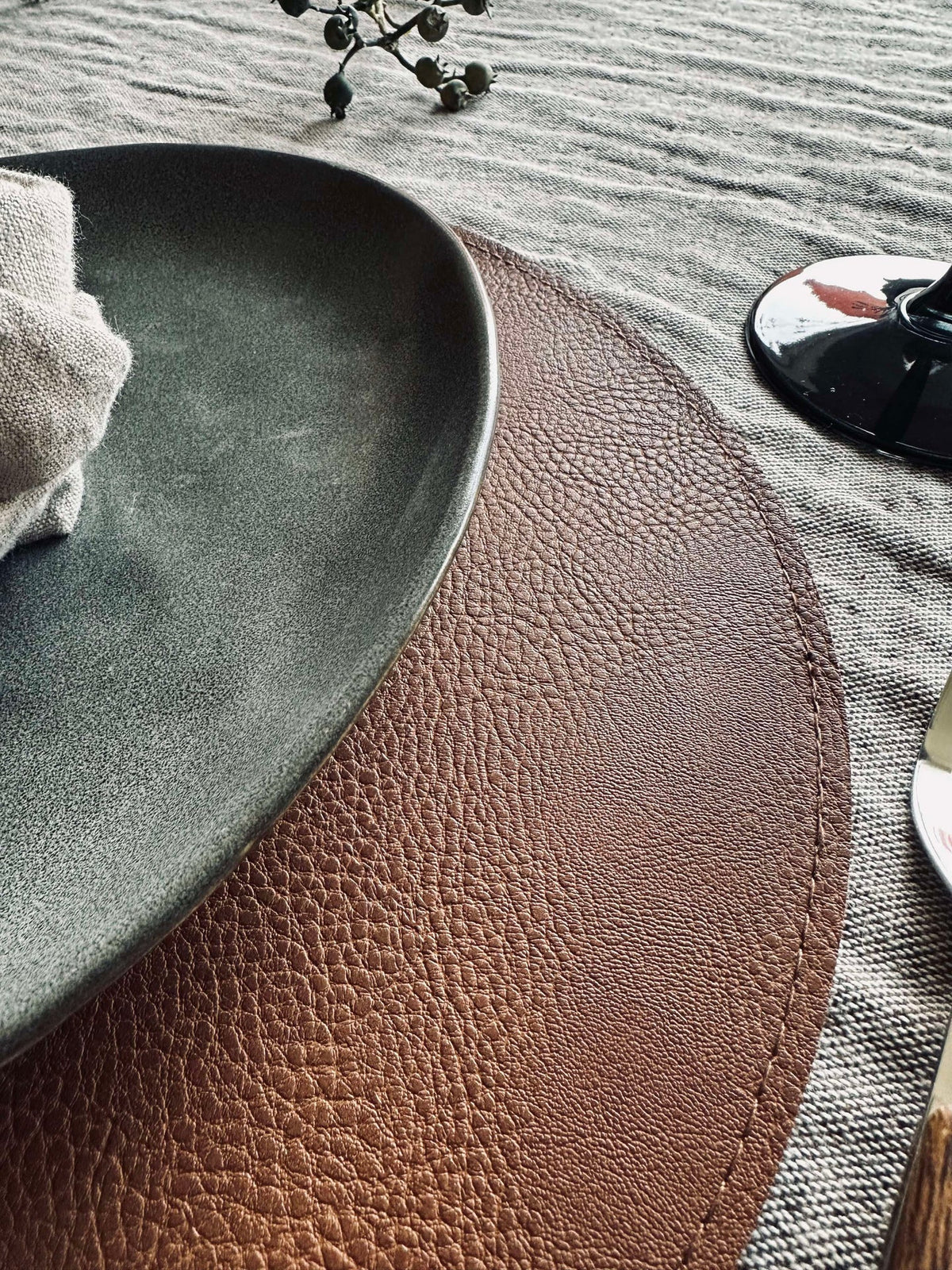 Omkeerbare placemat - Cognac / zwart