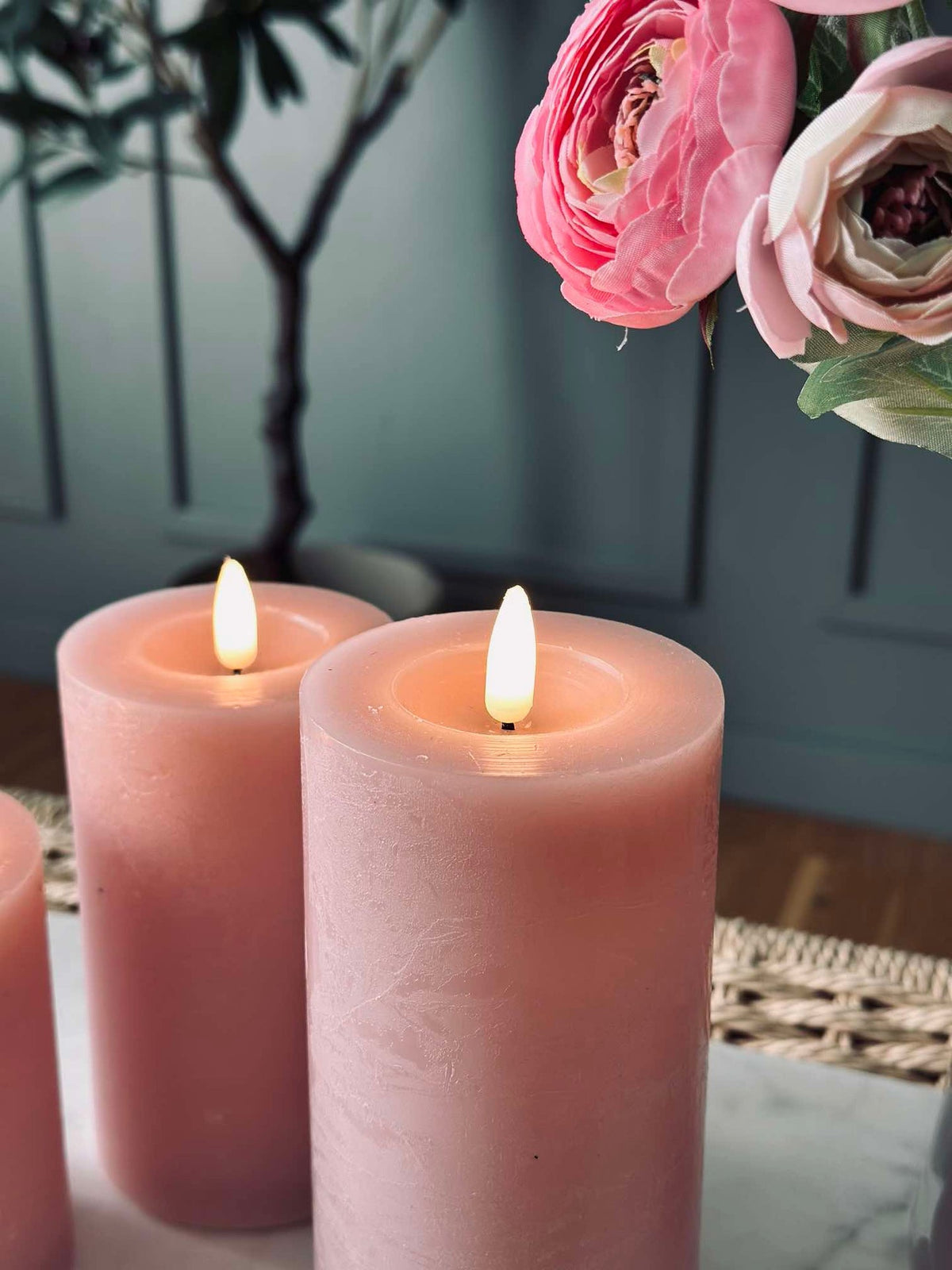 LED Blokkaarsen / Roze – 3 stuks blokkaarsen