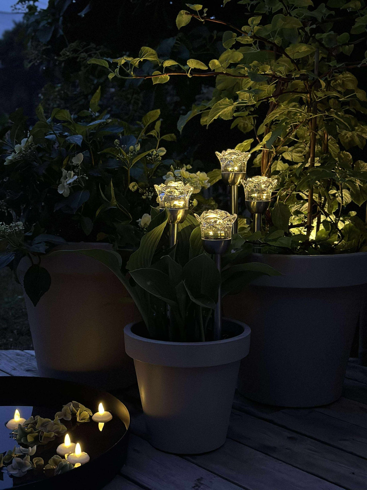 Fakkel met zonnecellen FLOWER – Set van 4 stuks