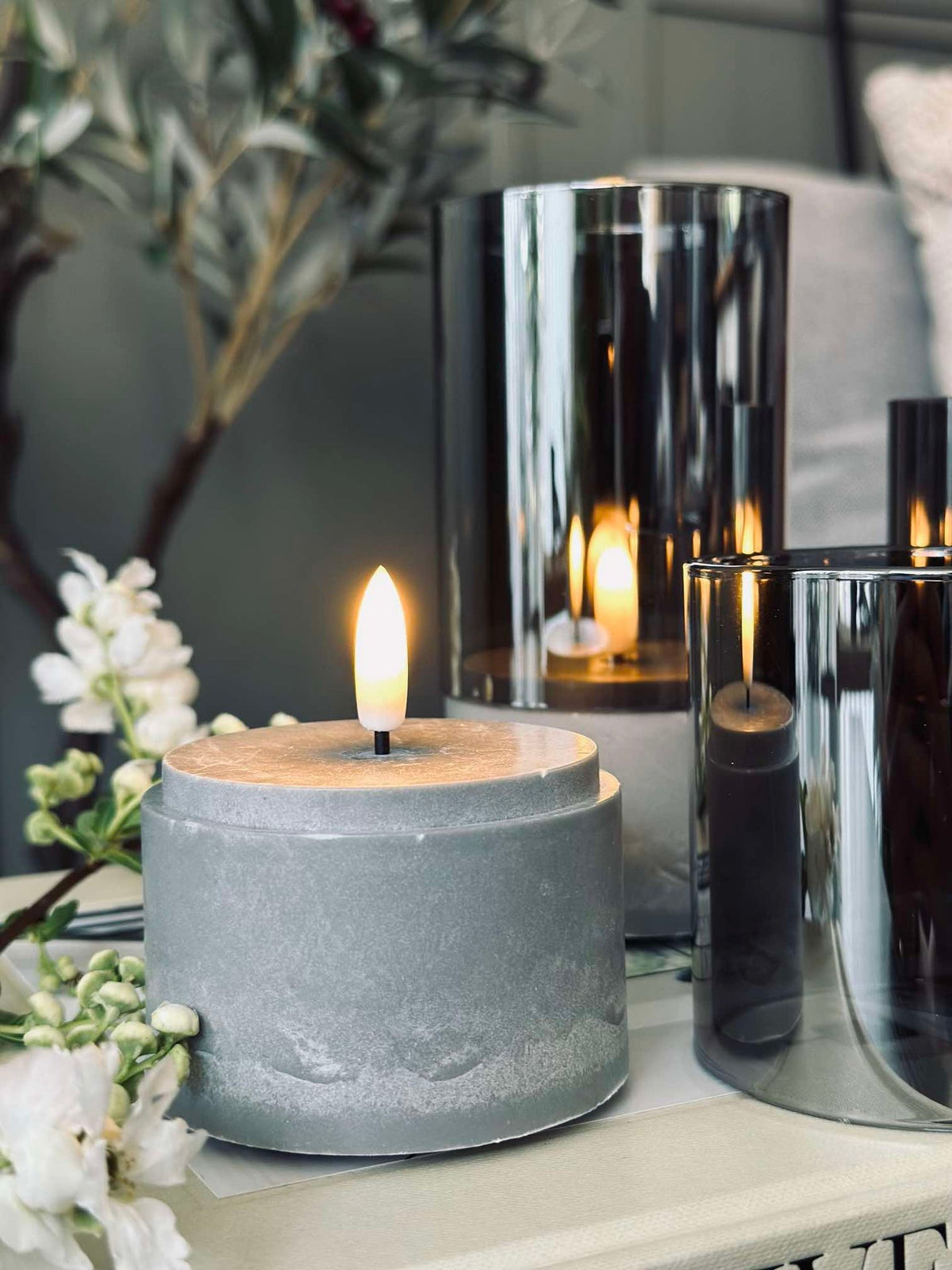 LED GREY Cylinder Set van 3 - Goedgekeurd voor binnen en buiten