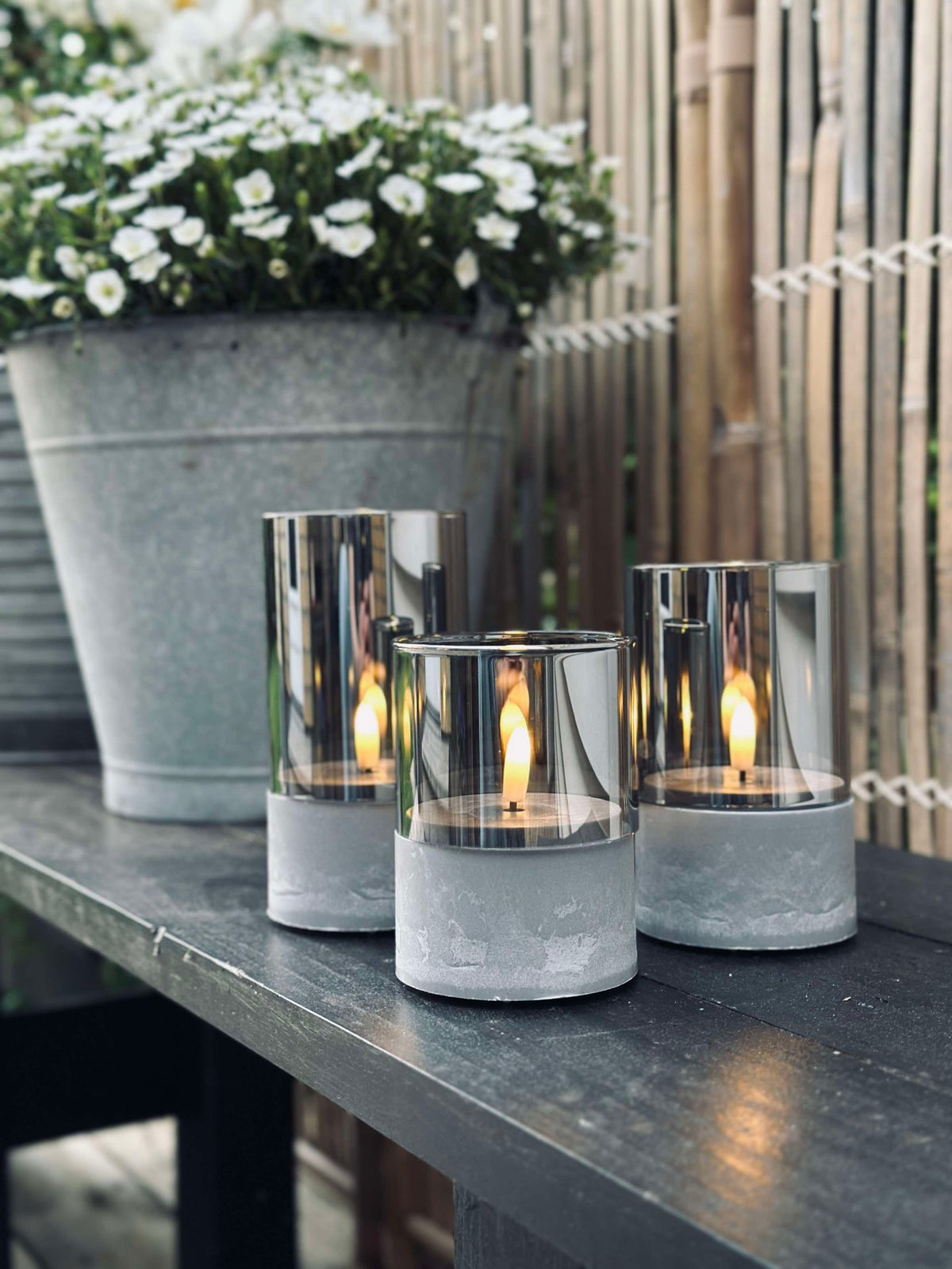 LED GREY Cylinder Set van 3 - Goedgekeurd voor binnen en buiten