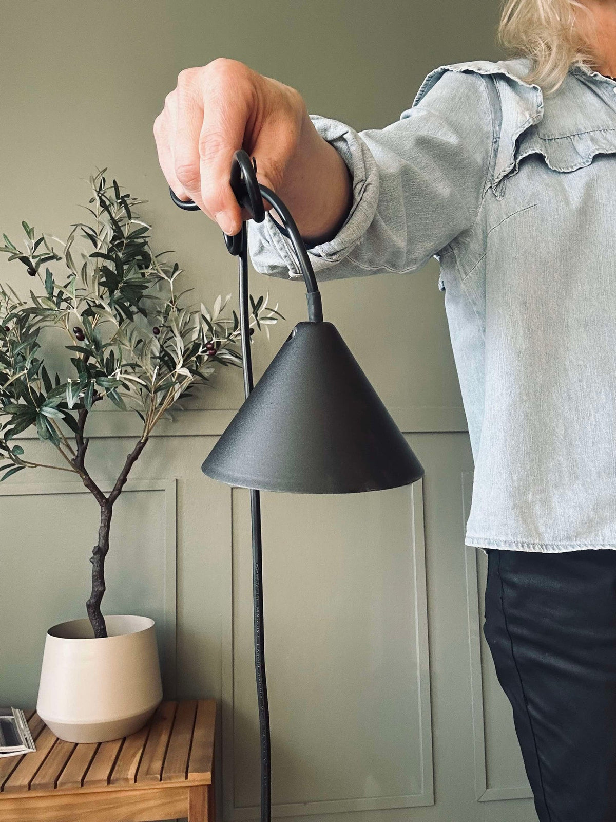 Lamp bamboe - Zwart dia 33