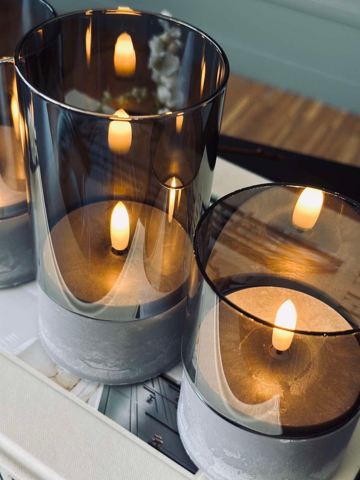 LED GREY Cylinder Set van 3 - Goedgekeurd voor binnen en buiten