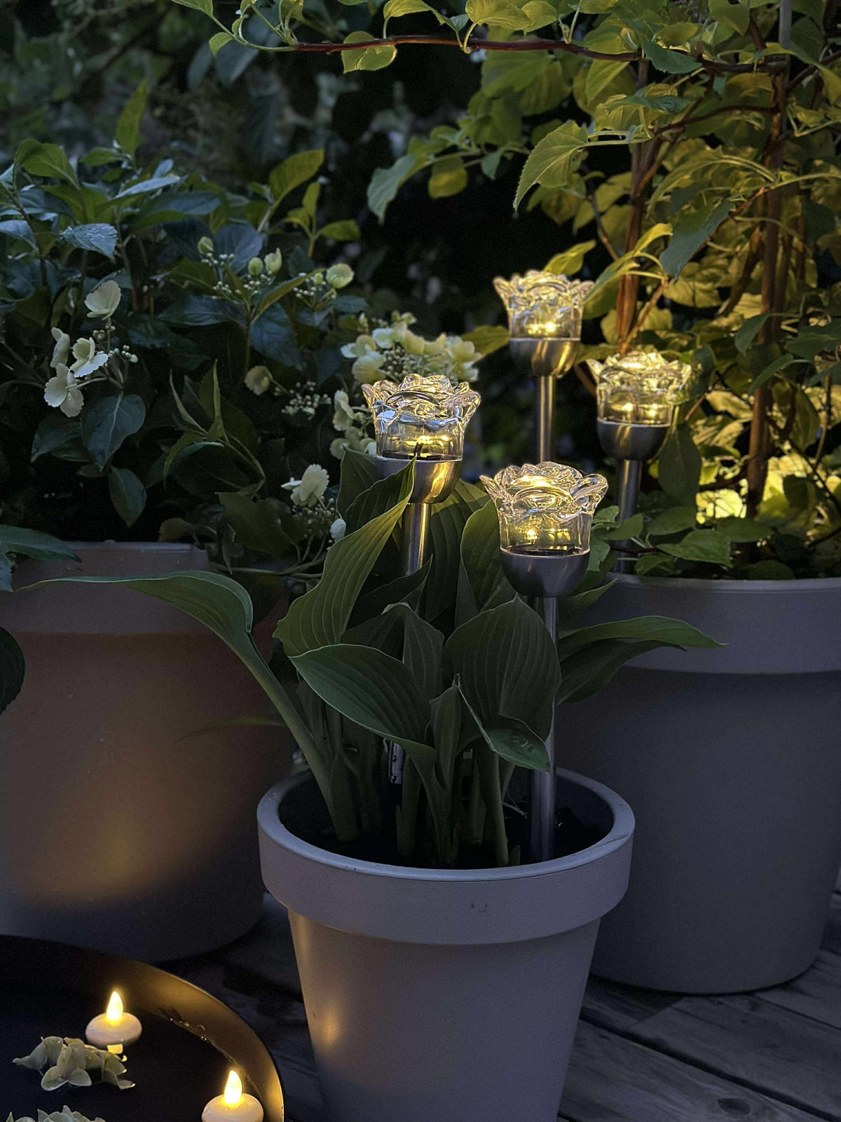 Fakkel met zonnecellen FLOWER – Set van 4 stuks