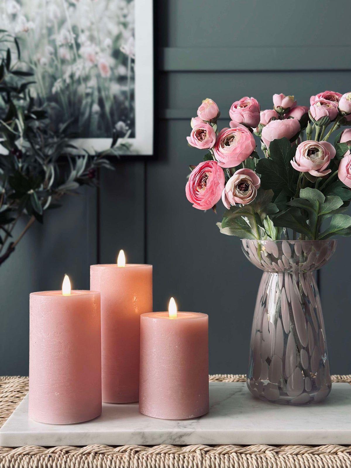 LED Blokkaarsen / Roze – 3 stuks blokkaarsen