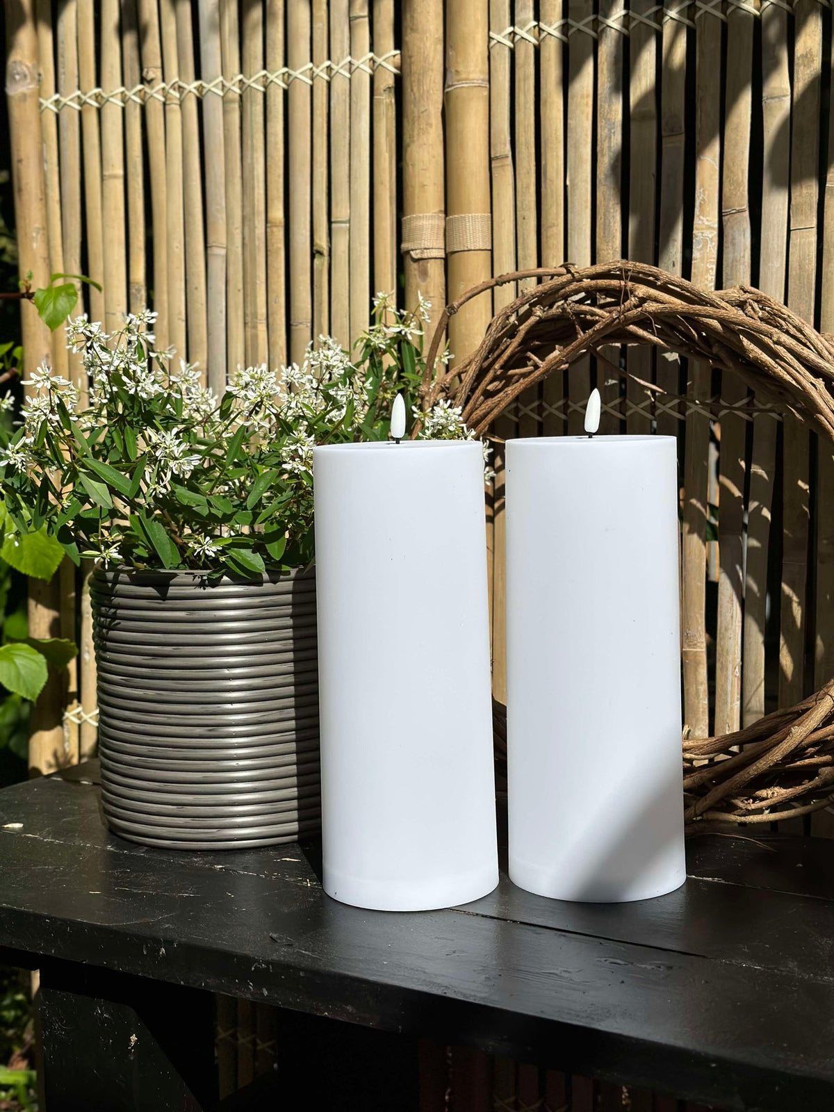 Outdoor XL LED blokkaars H 25cm - set van 2 st. incl. afstandsbediening