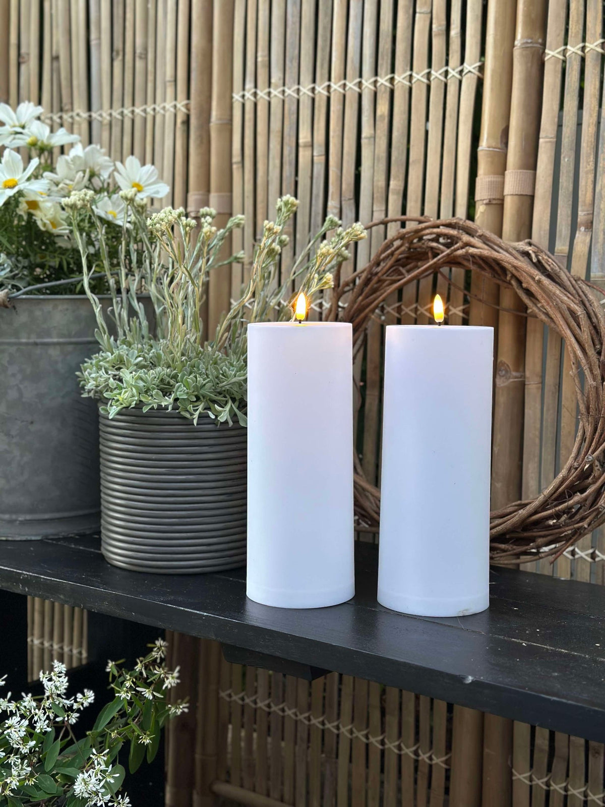 Buiten XL LED Stompkaarsen H 25cm - Set van 2 stk incl. afstandsbediening