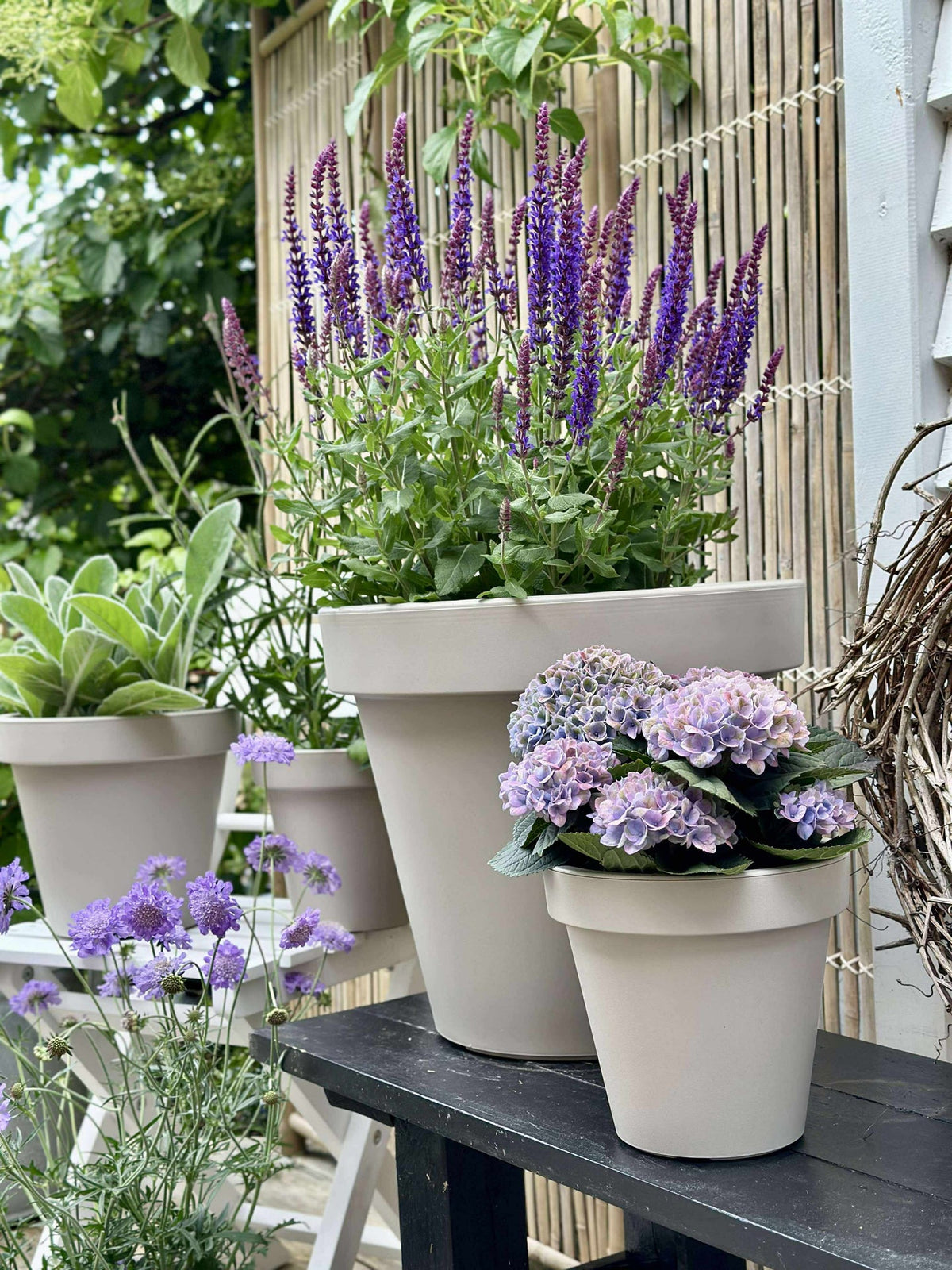 Tuinpot - Gerecycled Beige Dia 35 cm