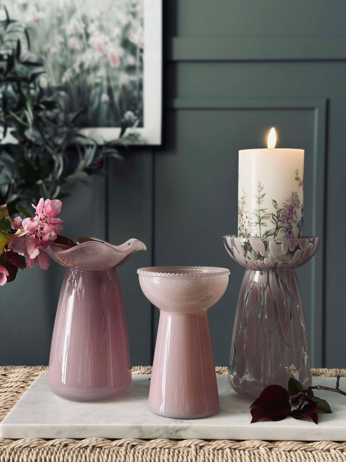 Hyacintenvaas m. bloemenrand - Roze