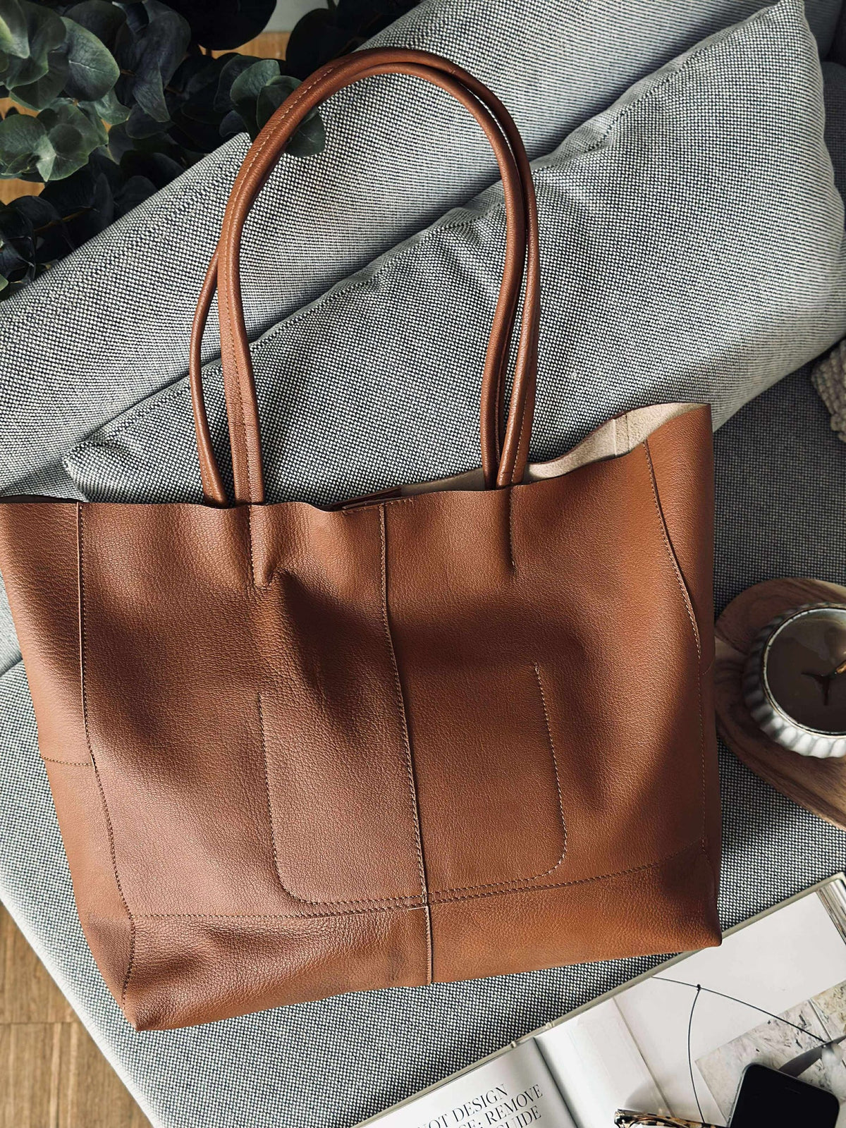 Shopper Daily van zacht leer - Cognac