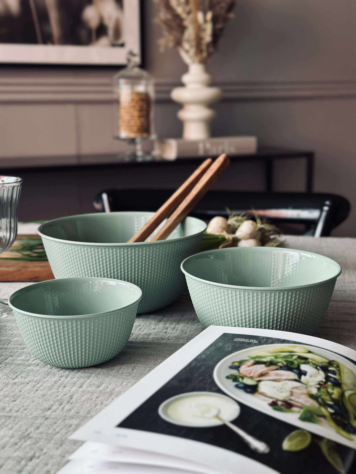 Schalen met deksel - Set van 3 stuks. Dusty green