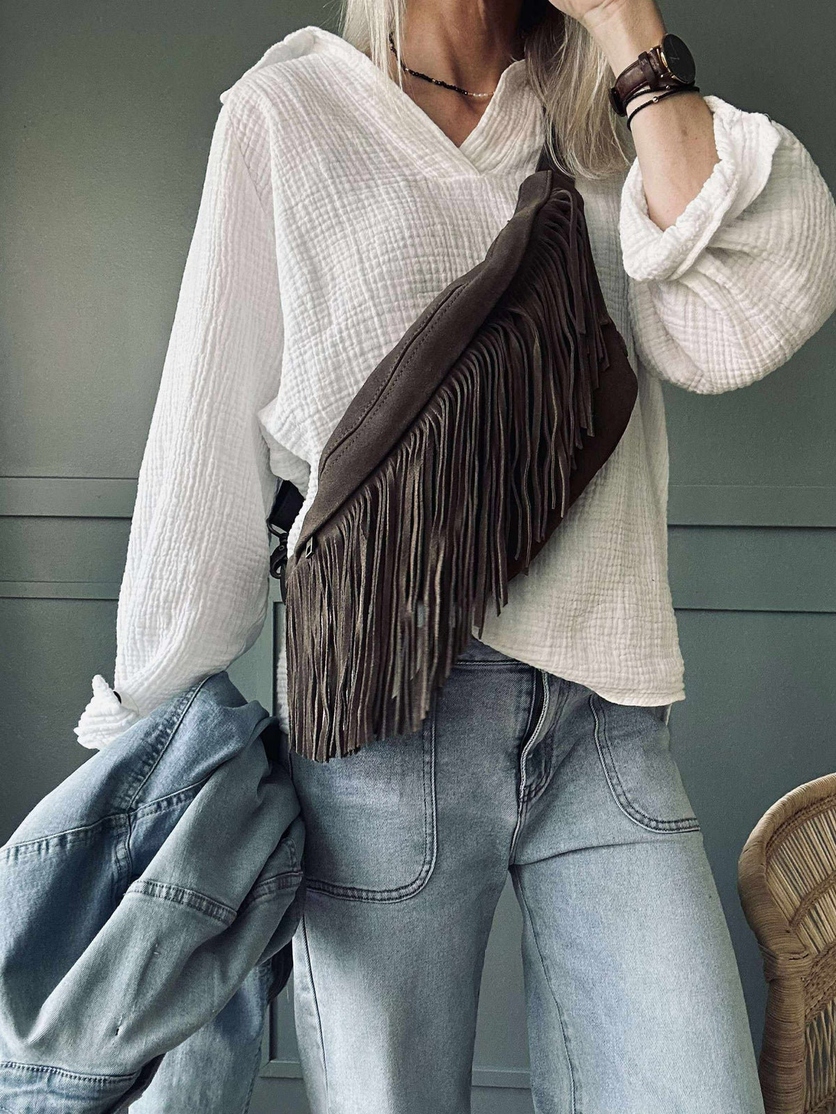 Bumbag met franjes - Deer brown
