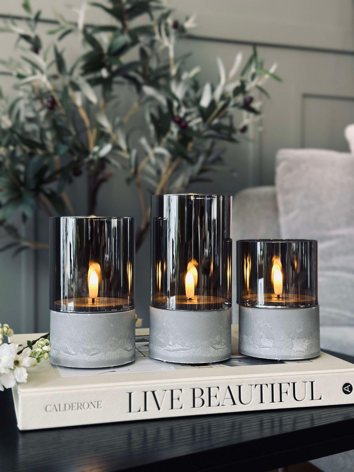LED GREY Cylinder Set van 3 - Goedgekeurd voor binnen en buiten