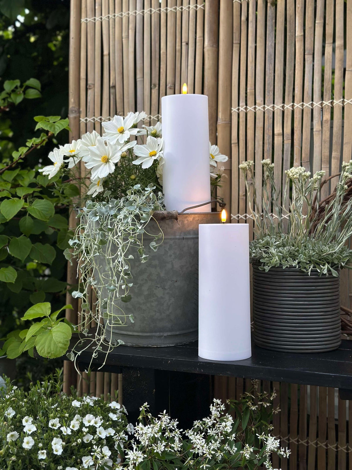Outdoor XL LED blokkaars H 25cm - set van 2 st. incl. afstandsbediening
