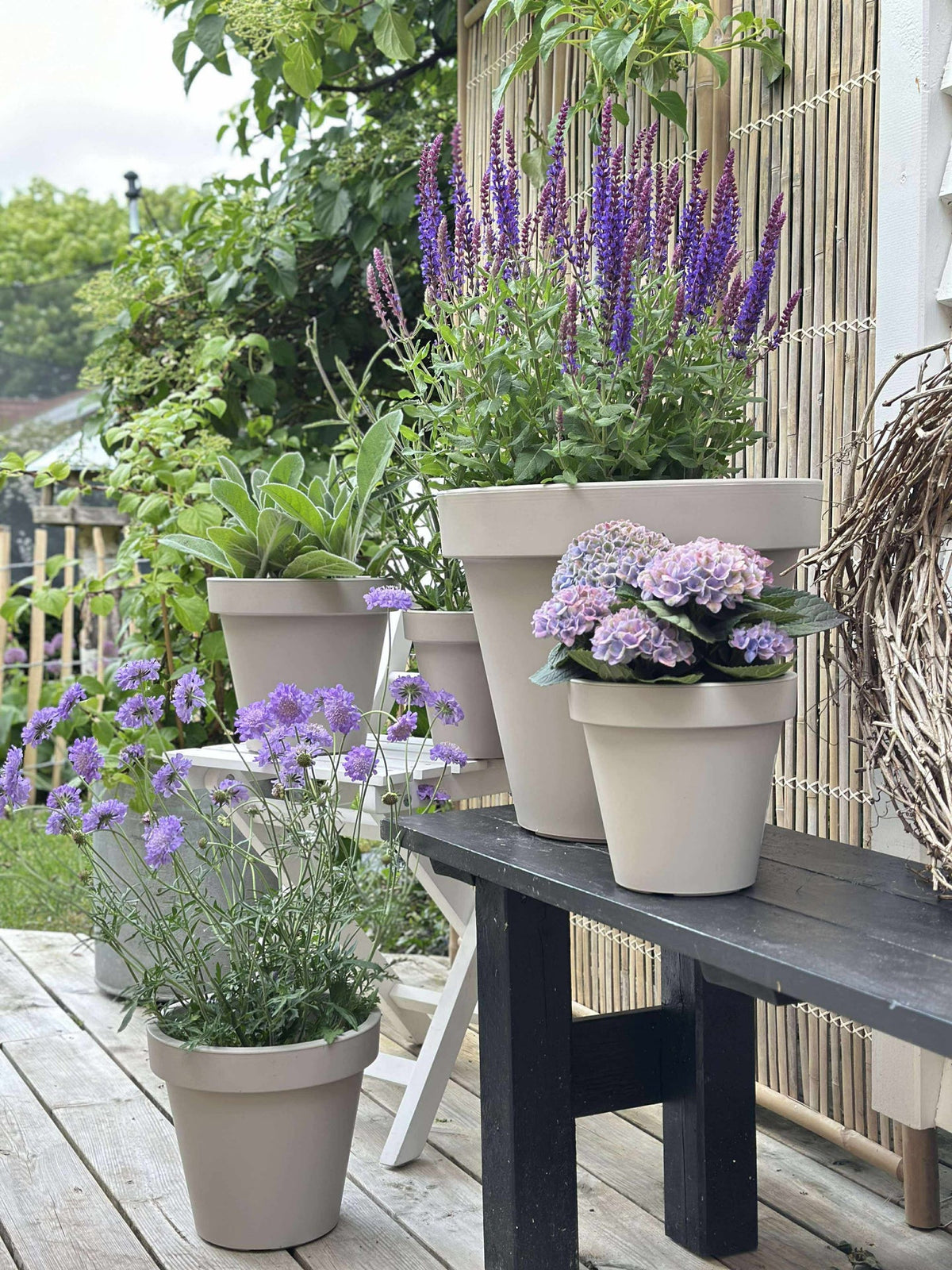 Tuinpot - Gerecycled Beige Dia 35 cm