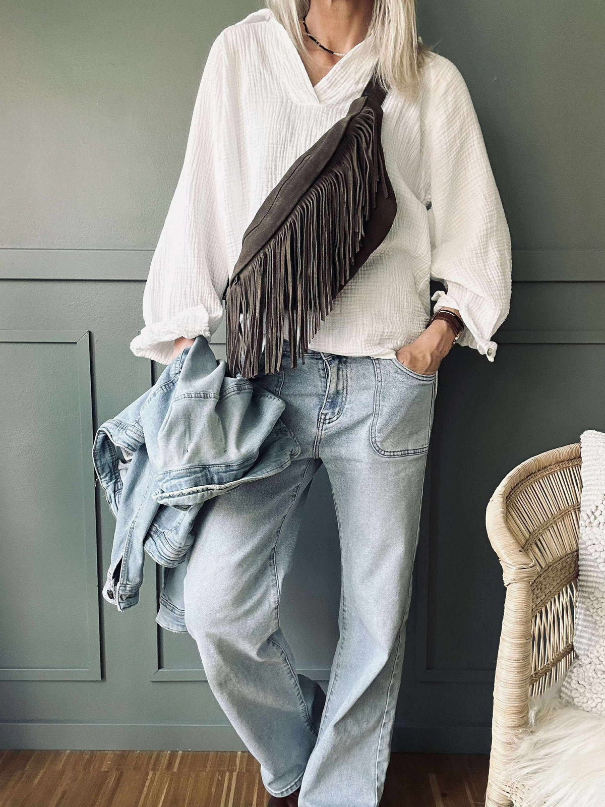 Bumbag met franjes - Deer brown