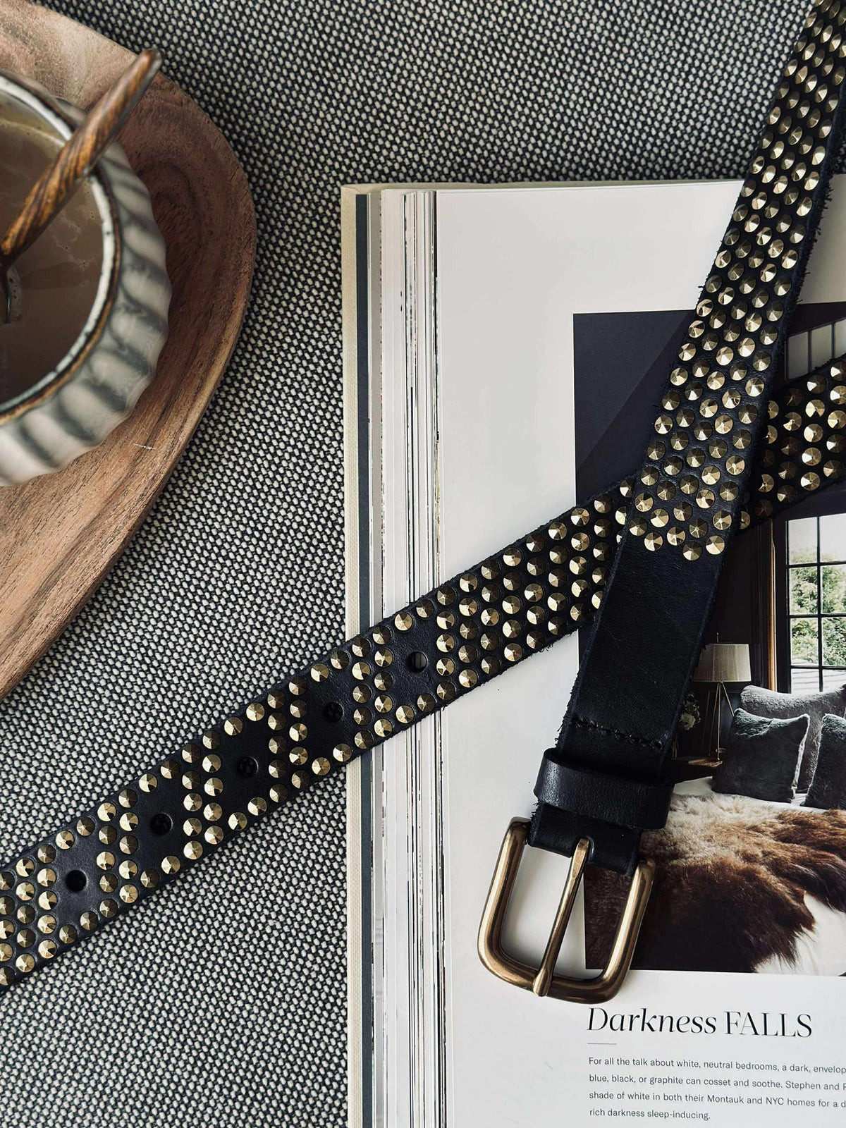 Jeansriem met studs - Black / gold