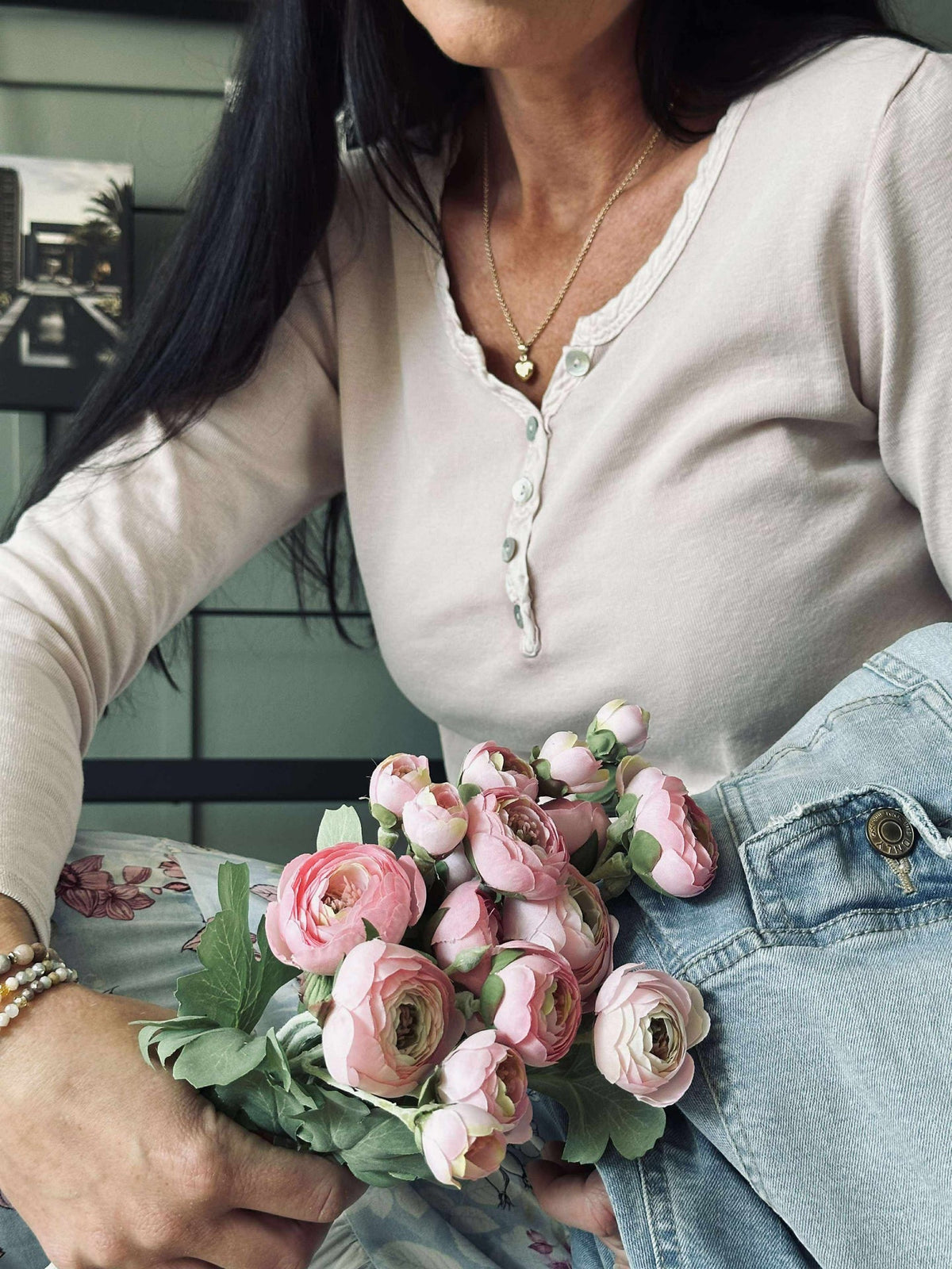 Basisblouse met knopen – Roze