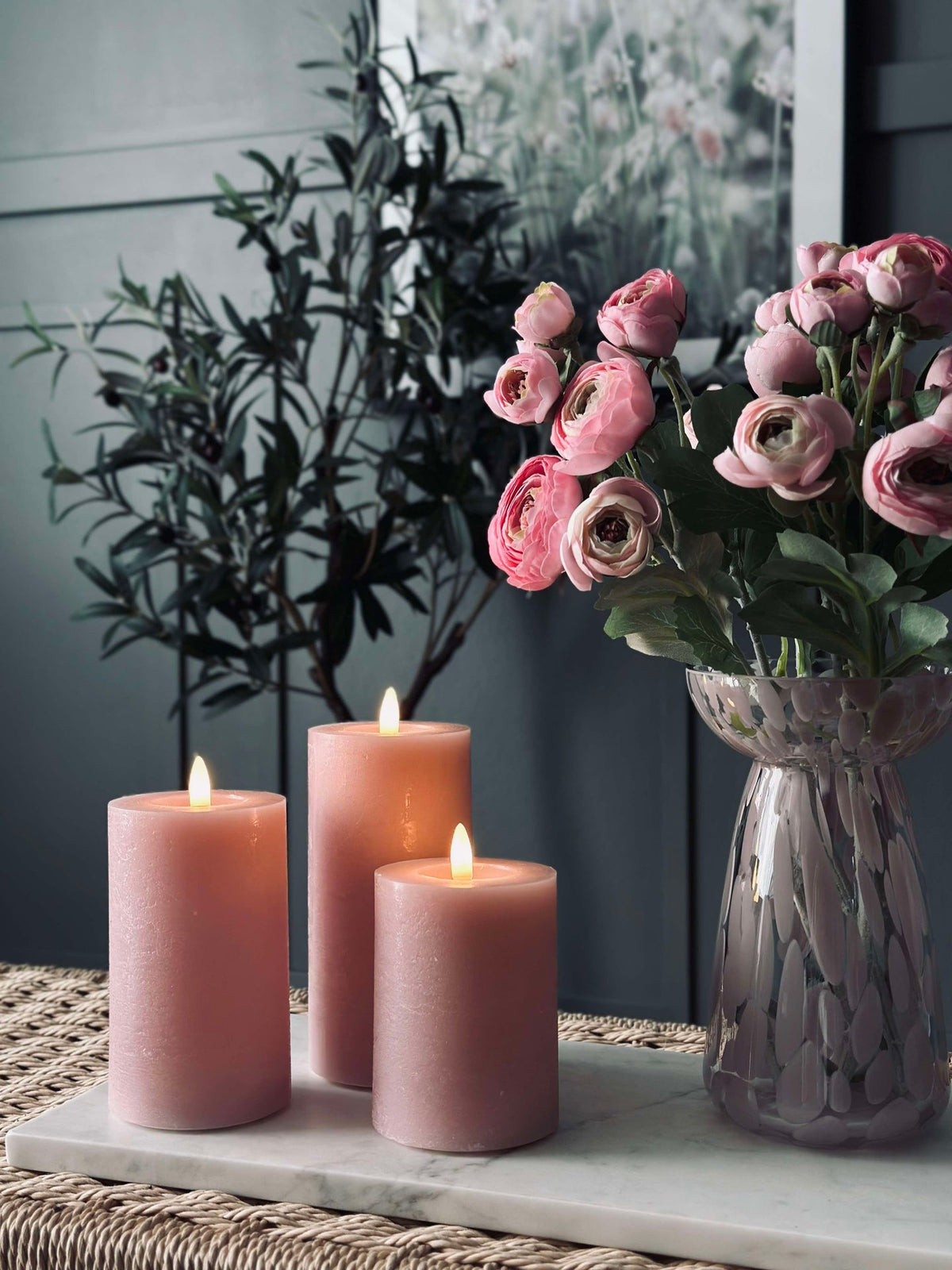 LED Blokkaarsen / Roze – 3 stuks blokkaarsen