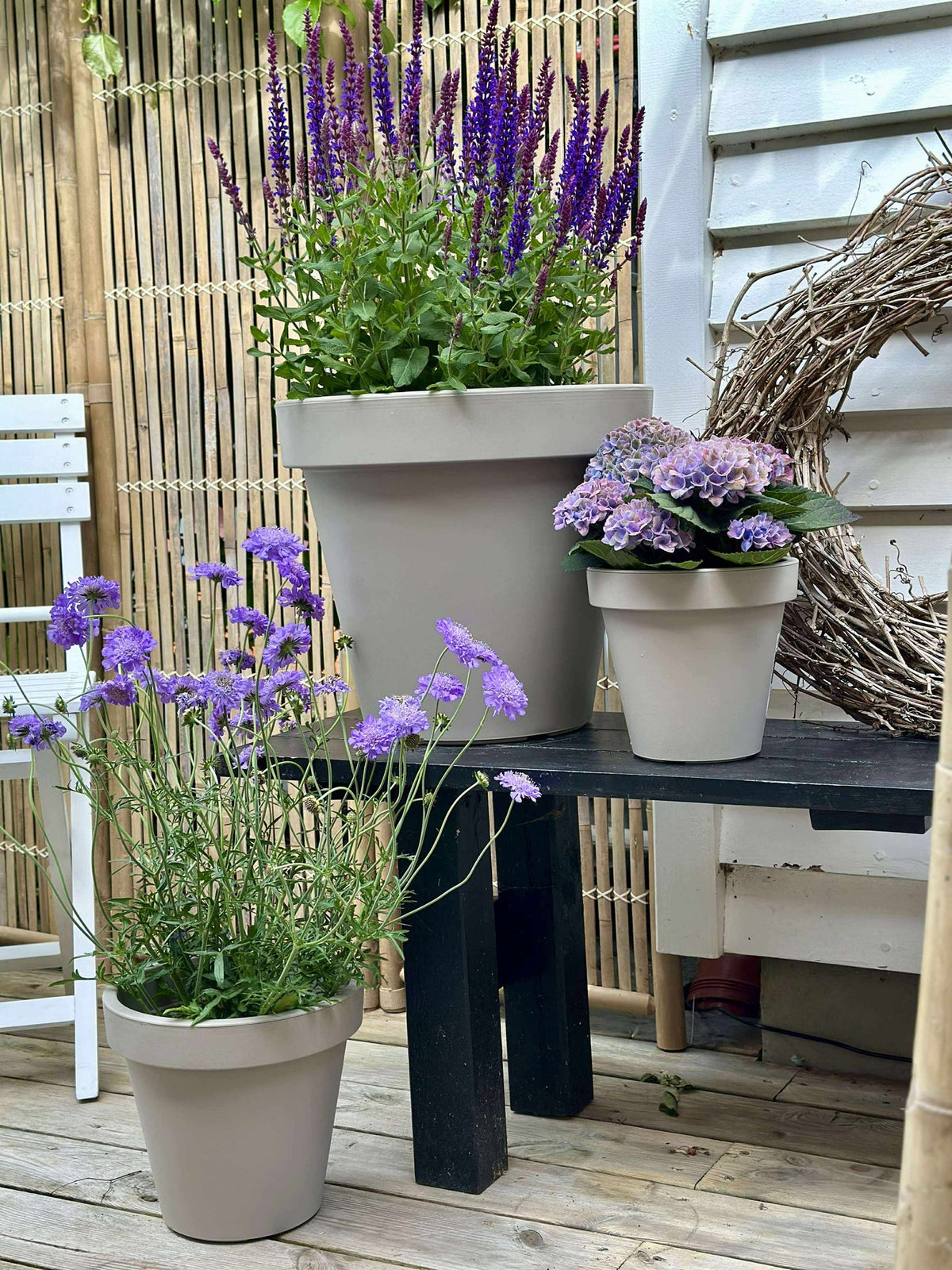 Tuinpot - Gerecycled Beige Dia 35 cm