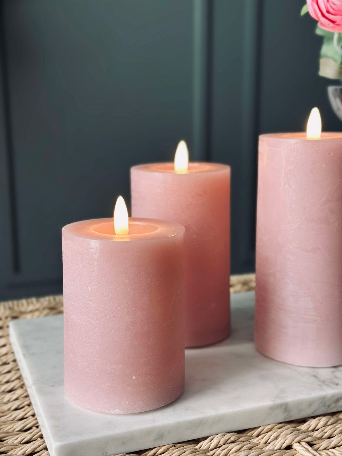 LED Blokkaarsen / Roze – 3 stuks blokkaarsen