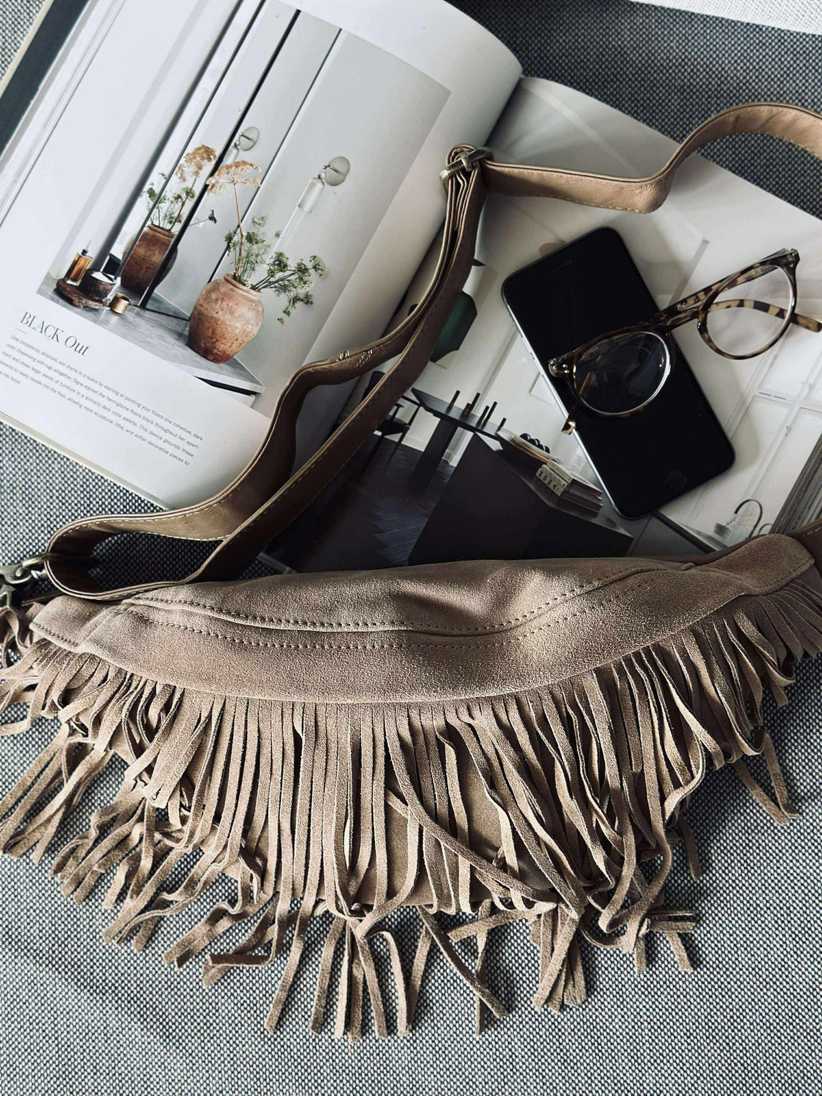 Bumbag met franjes - Zand