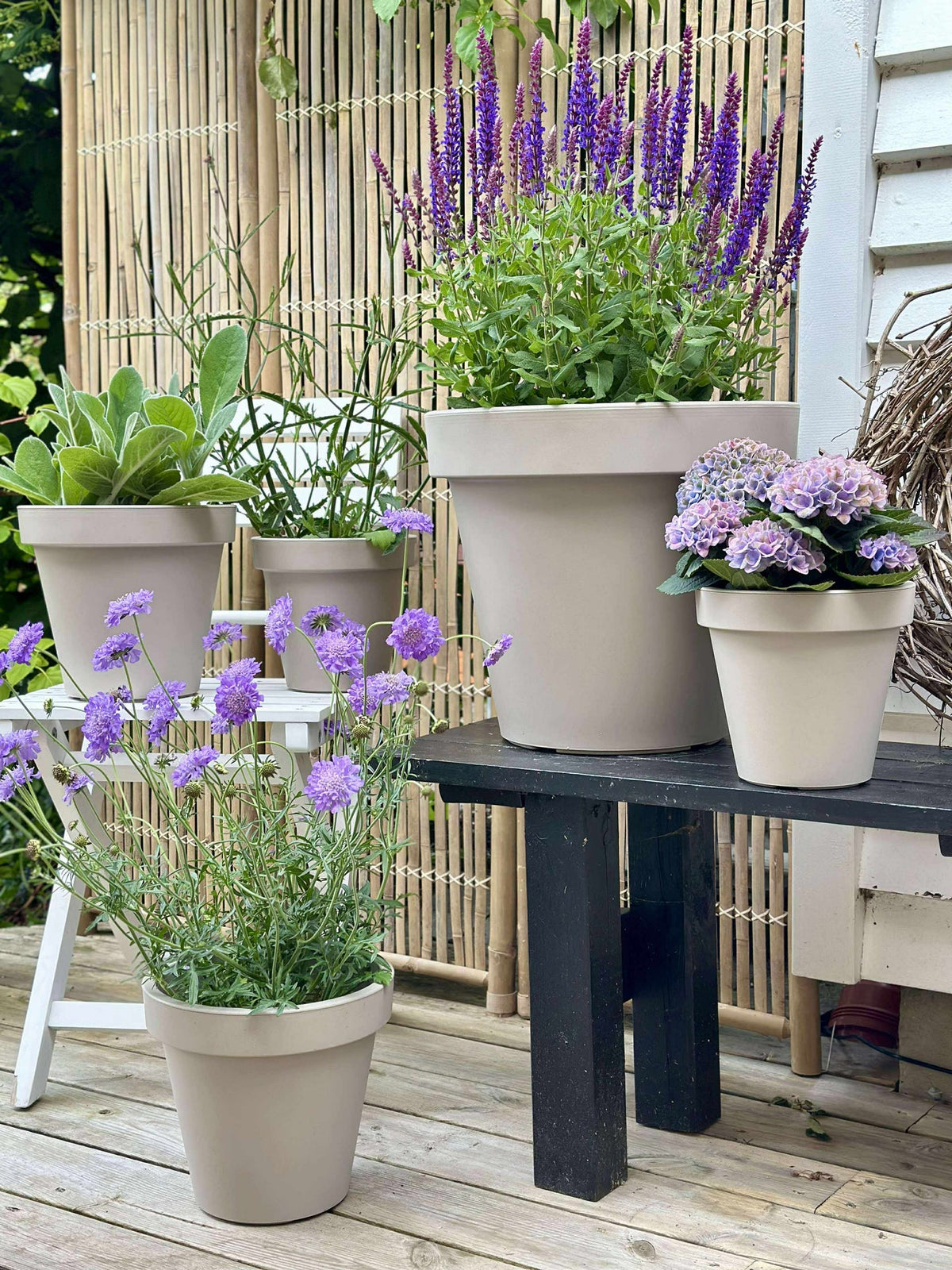 Tuinpot - Gerecycled Beige Dia 35 cm