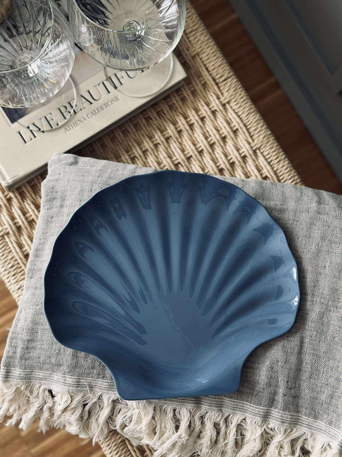 Bord melamine - Blauwe schelp