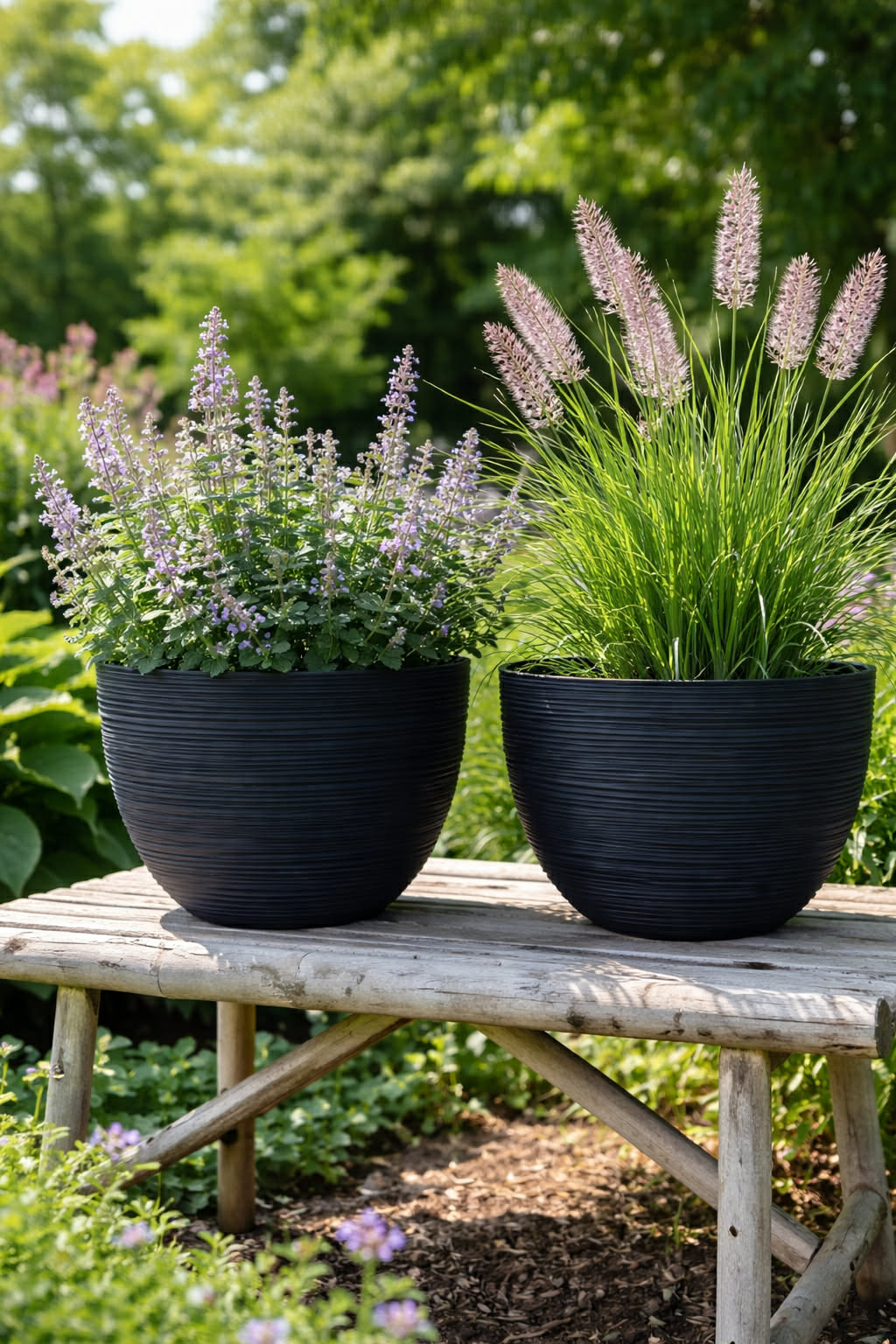 Pot met ribbels – Black medium
