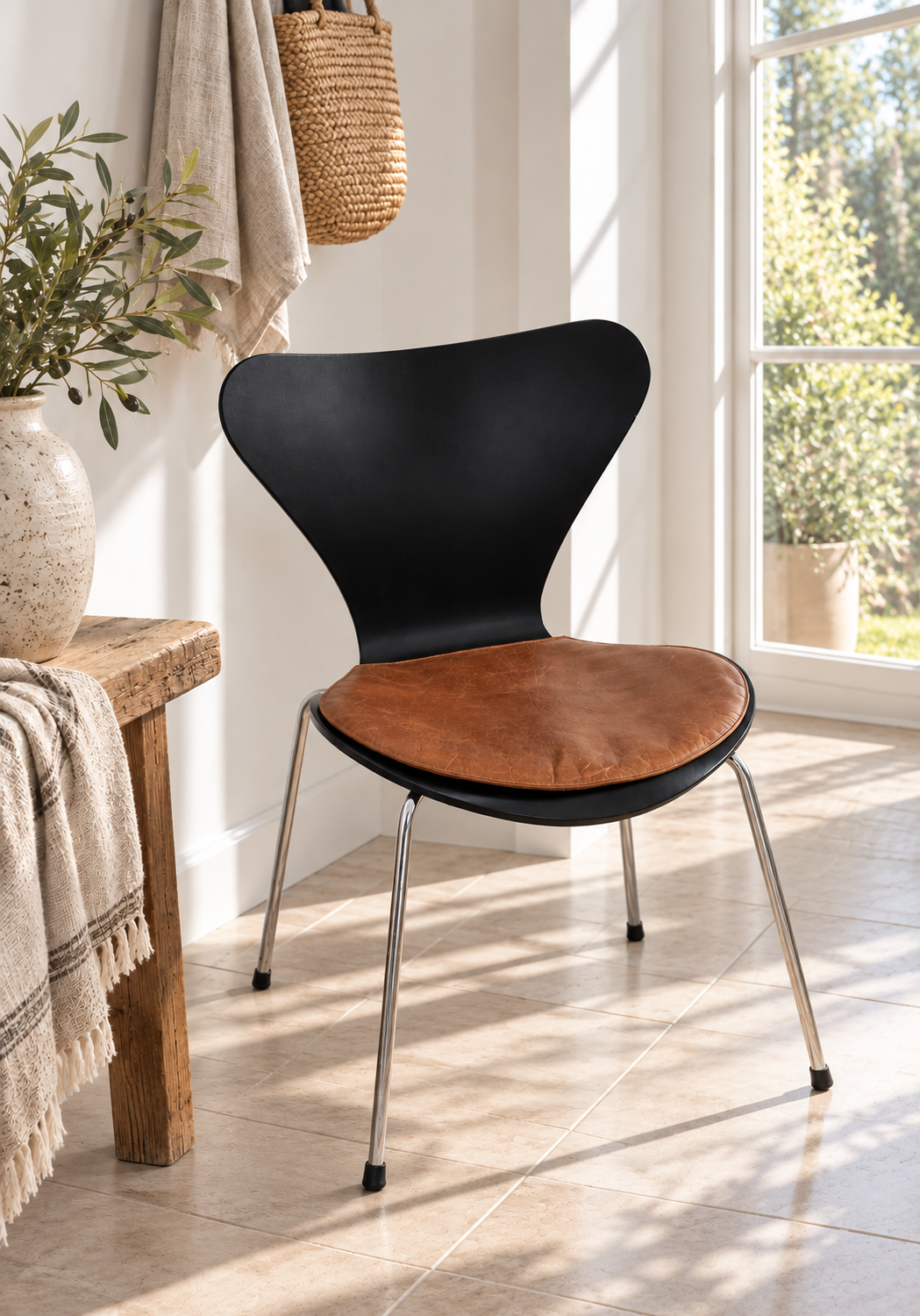 Leren kussen Cognac - Model 7