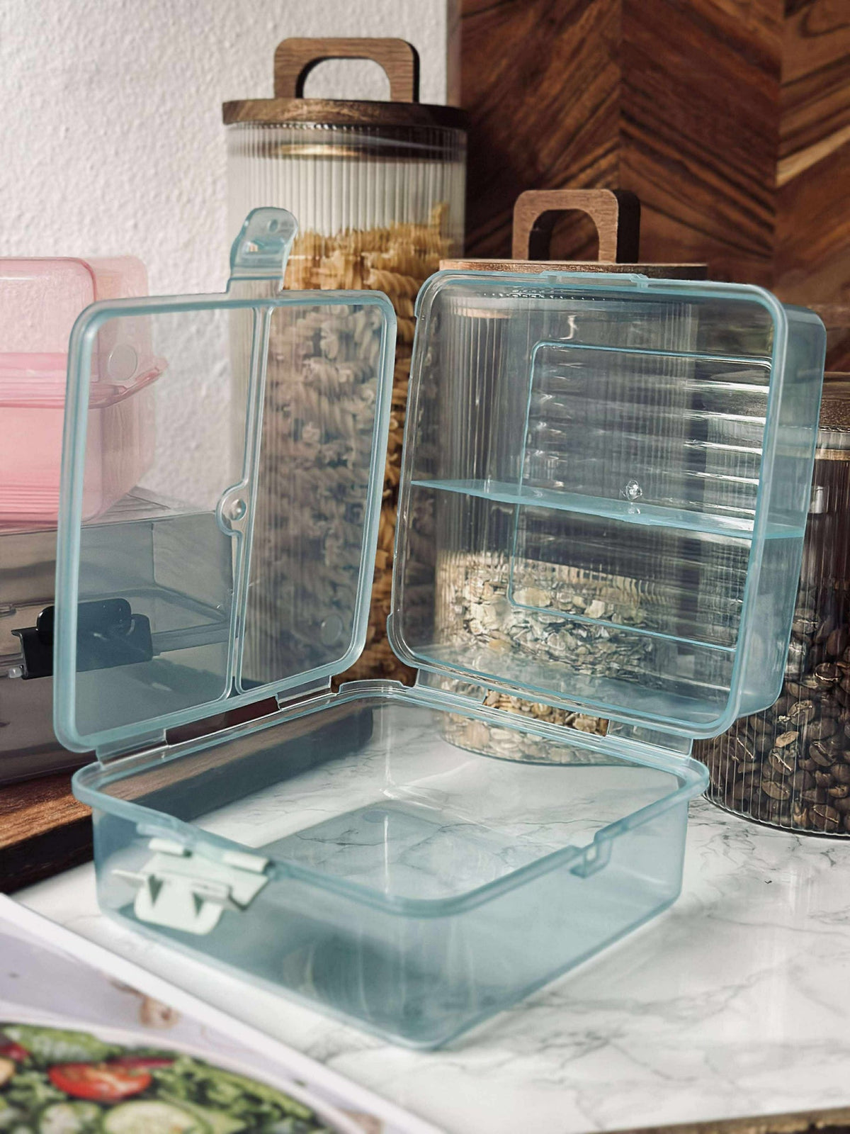 Lunchbox met verdeelde vakken - Aqua