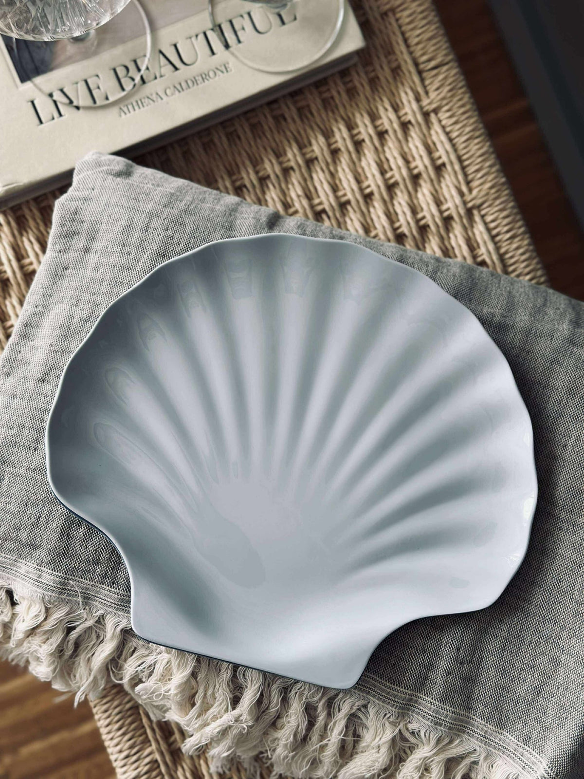 Bord melamine - Lichtblauwe schelp