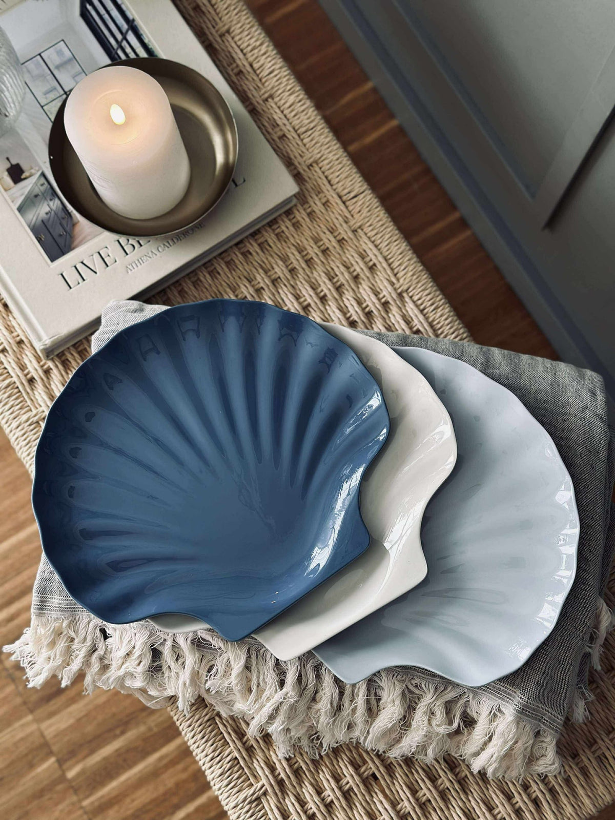 Bord melamine - Lichtblauwe schelp