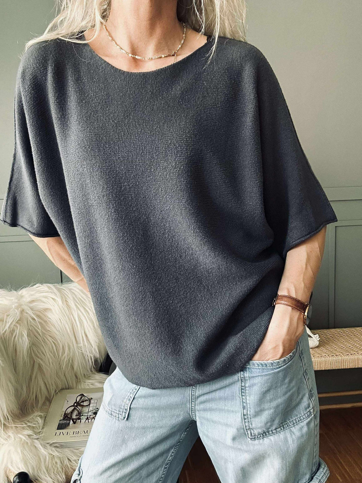 Blouse Sia Dark grey – Oversize