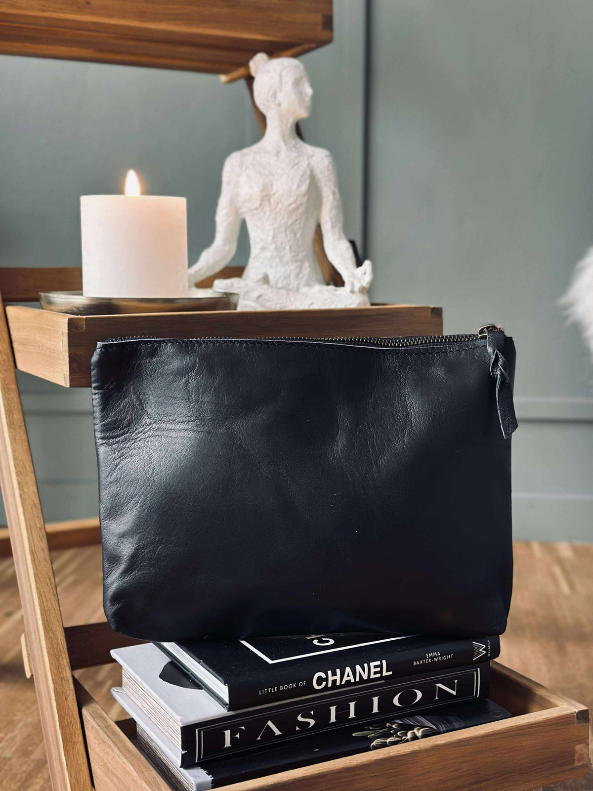Toilettas / Clutch  - Black leather