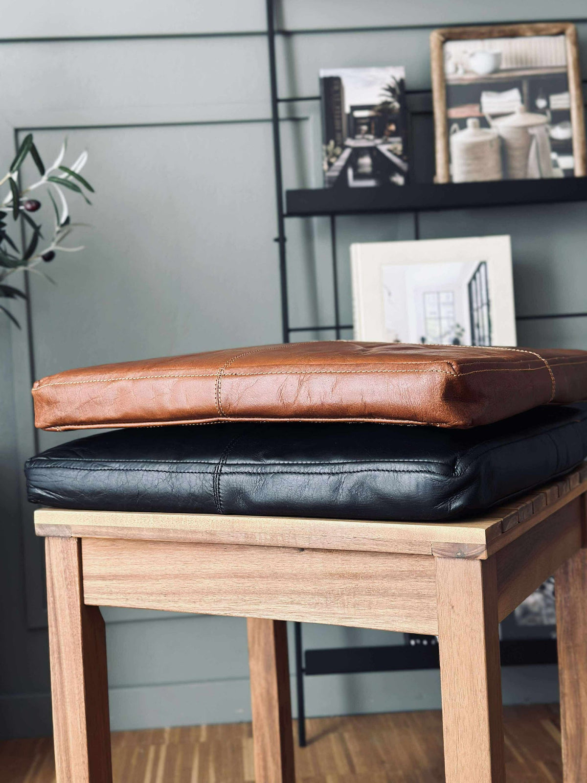 Kussen Tokyo van leer - 40x40 Cognac