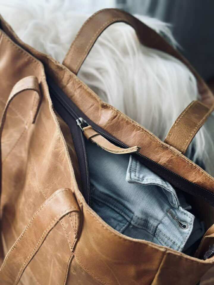 Shopper - Cognac / zwart