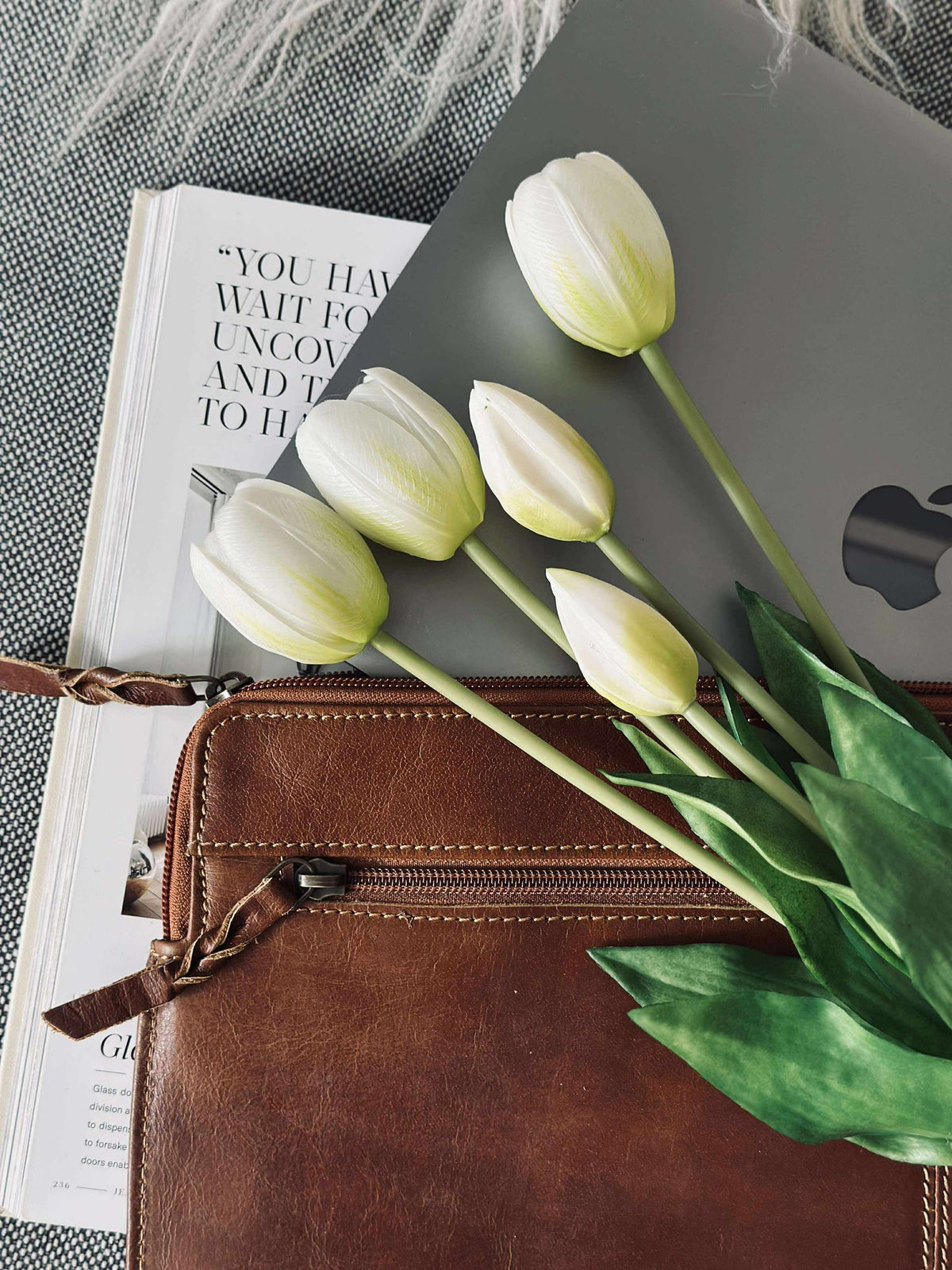 Laptop sleeve - Cognackleurig buffelleer