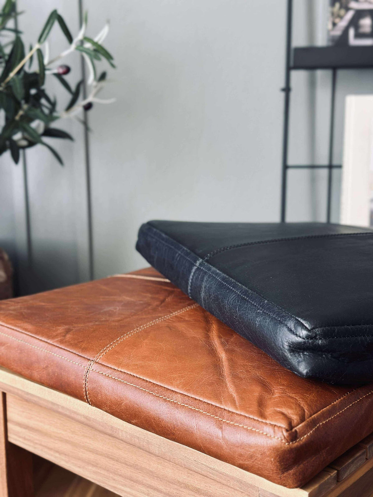Kussen Tokyo van leer - 40x40 Cognac
