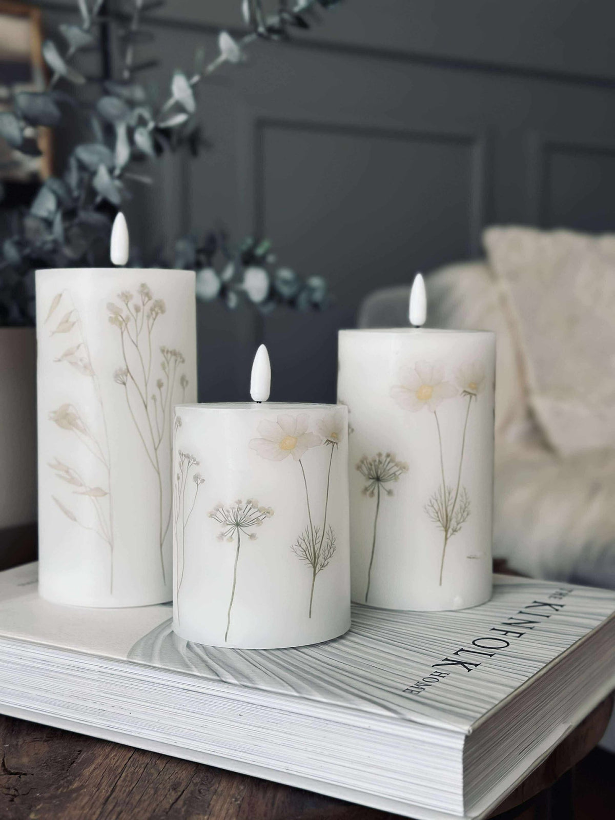LED stompkaarsen FLOWER – Set van 3 stuks en afstandsbediening