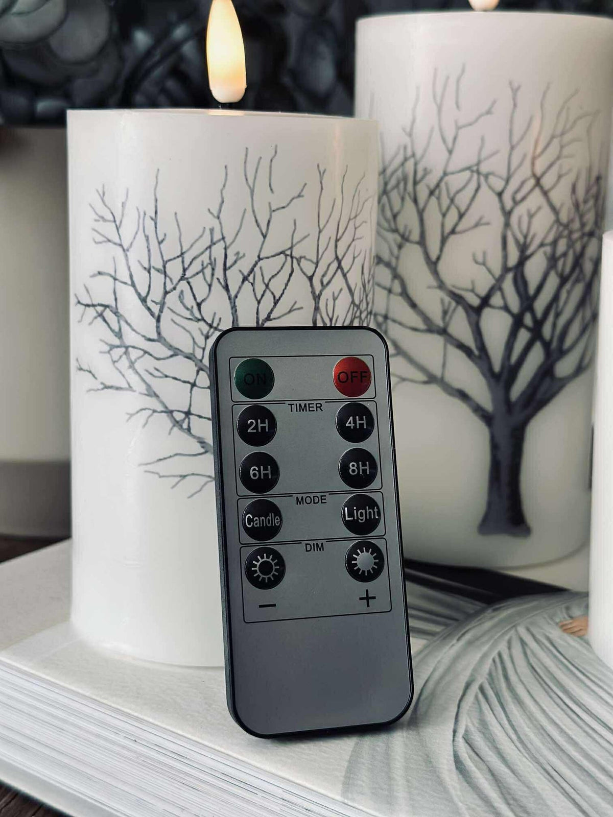 LED stompkaarsen Nature – Set van 3 stuks en afstandsbediening