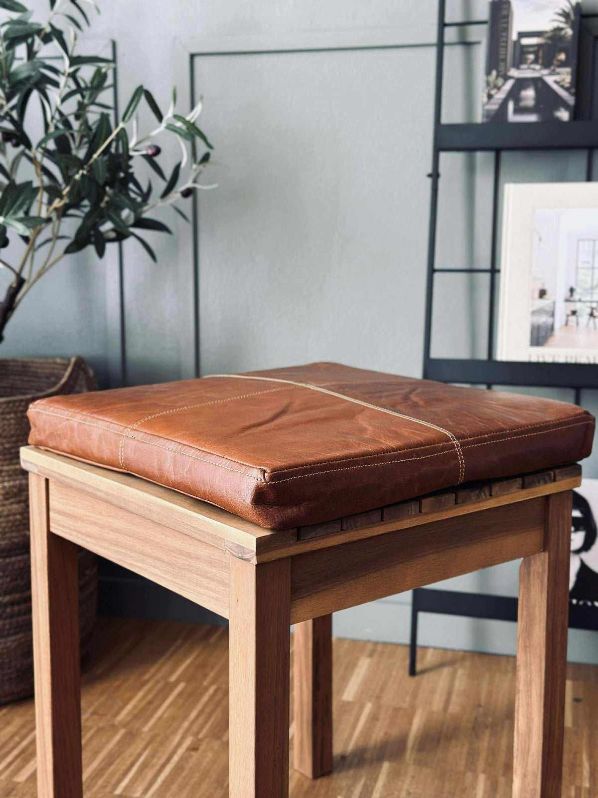 Kussen Tokyo van leer - 40x40 Cognac