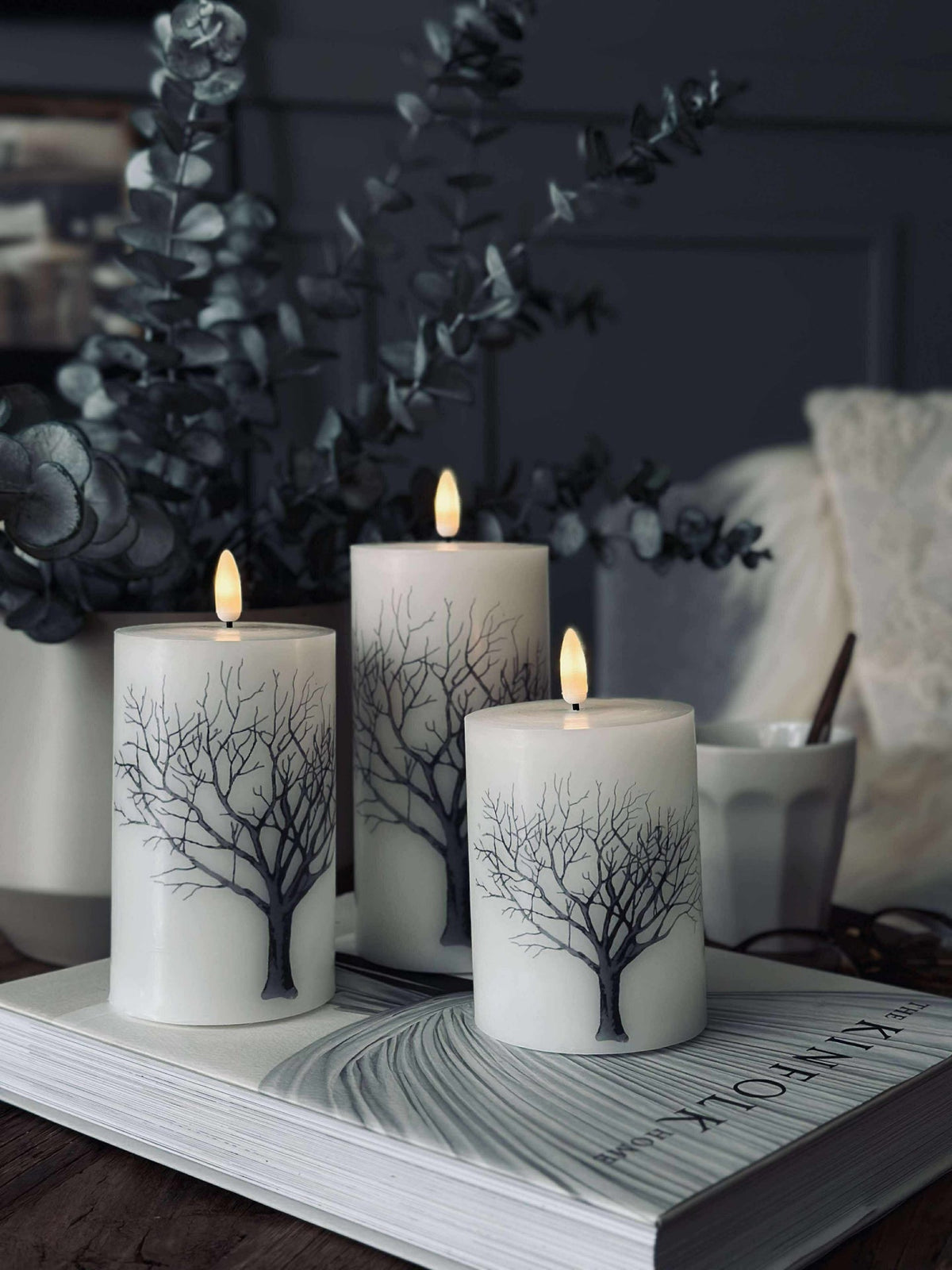 LED stompkaarsen Nature – Set van 3 stuks en afstandsbediening