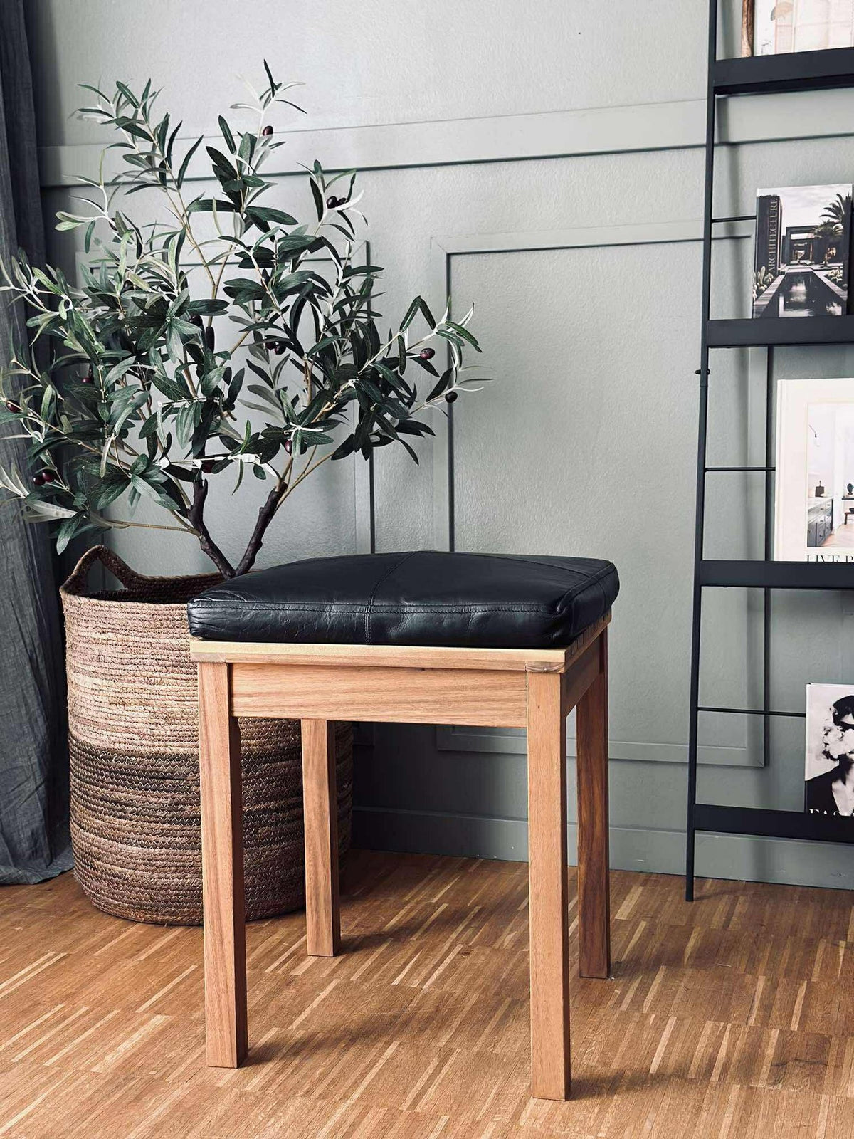 Kussen Tokyo van leer - 40x40 Zwart