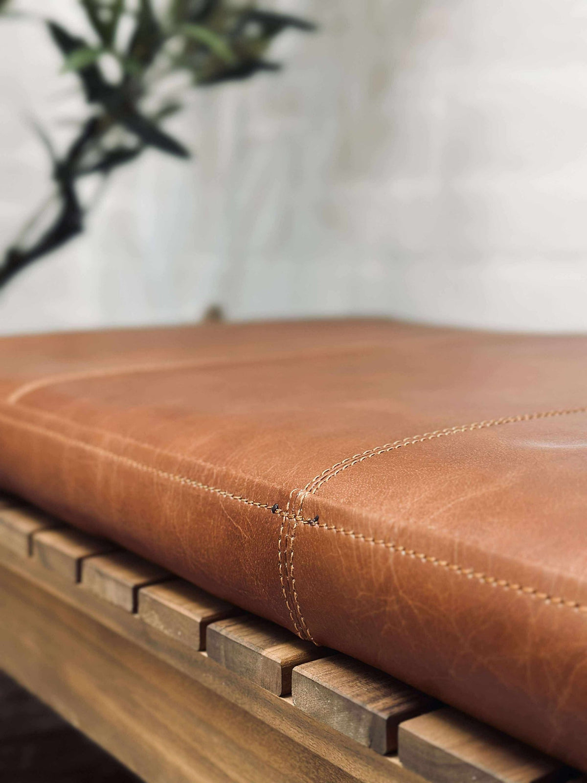 Kussen in leer Tokyo - 88cm Cognac