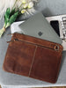 Laptop sleeve - Cognackleurig buffelleer