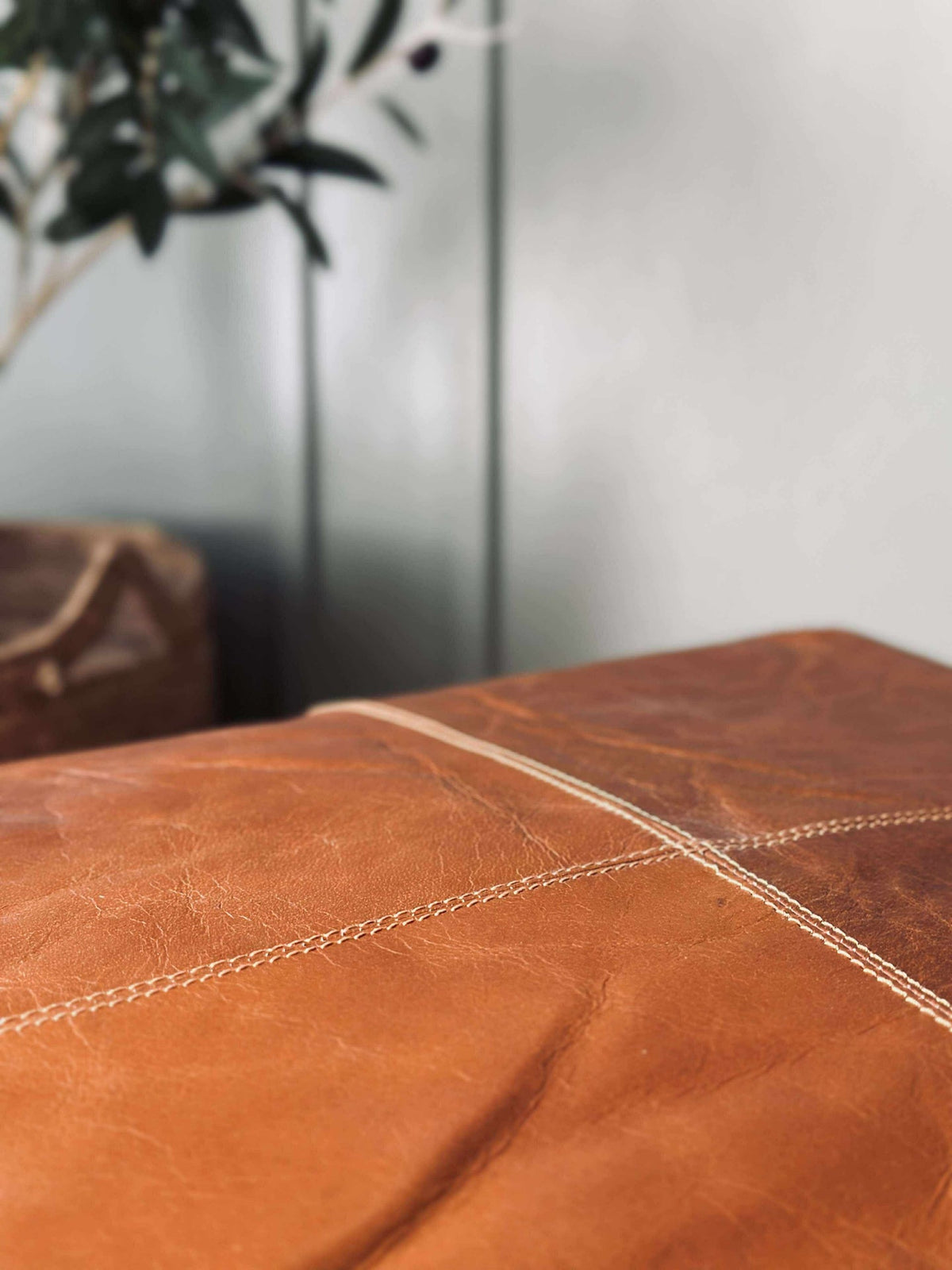 Kussen Tokyo van leer - 40x40 Cognac