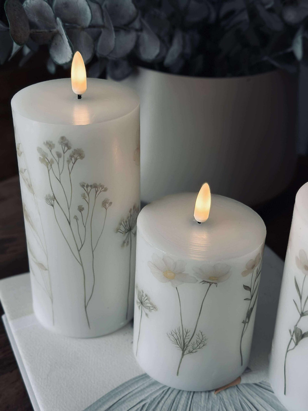 LED stompkaarsen FLOWER – Set van 3 stuks en afstandsbediening