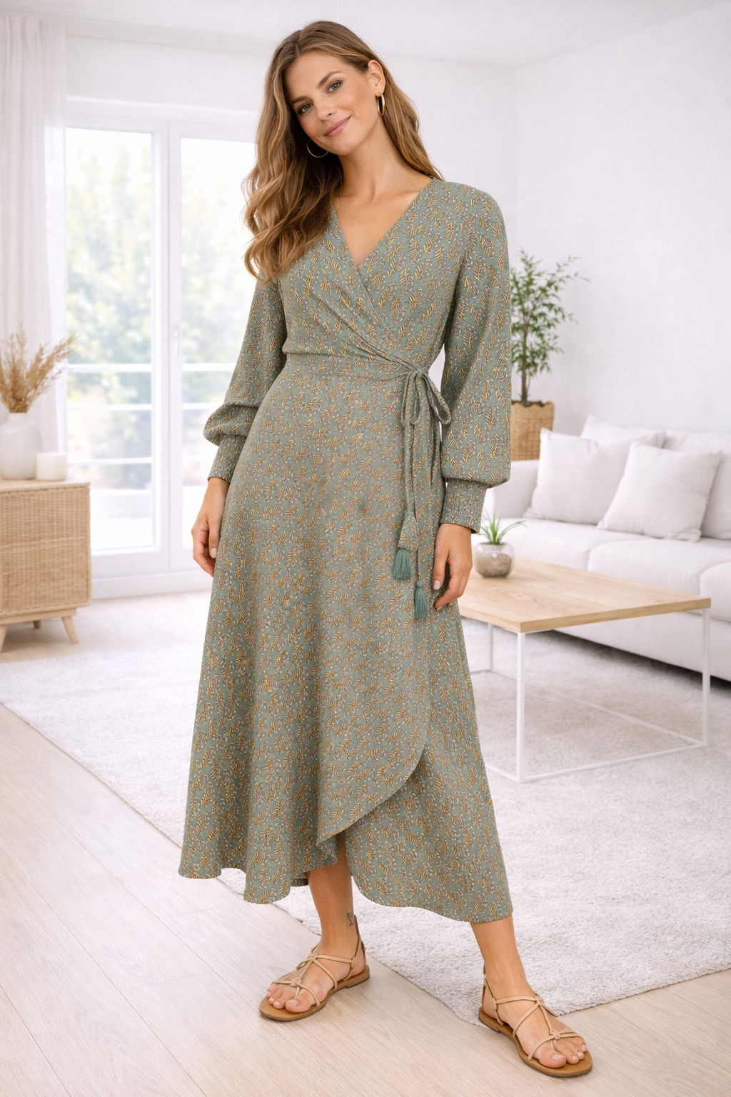 Jurk Luna wrap - Olive Mist